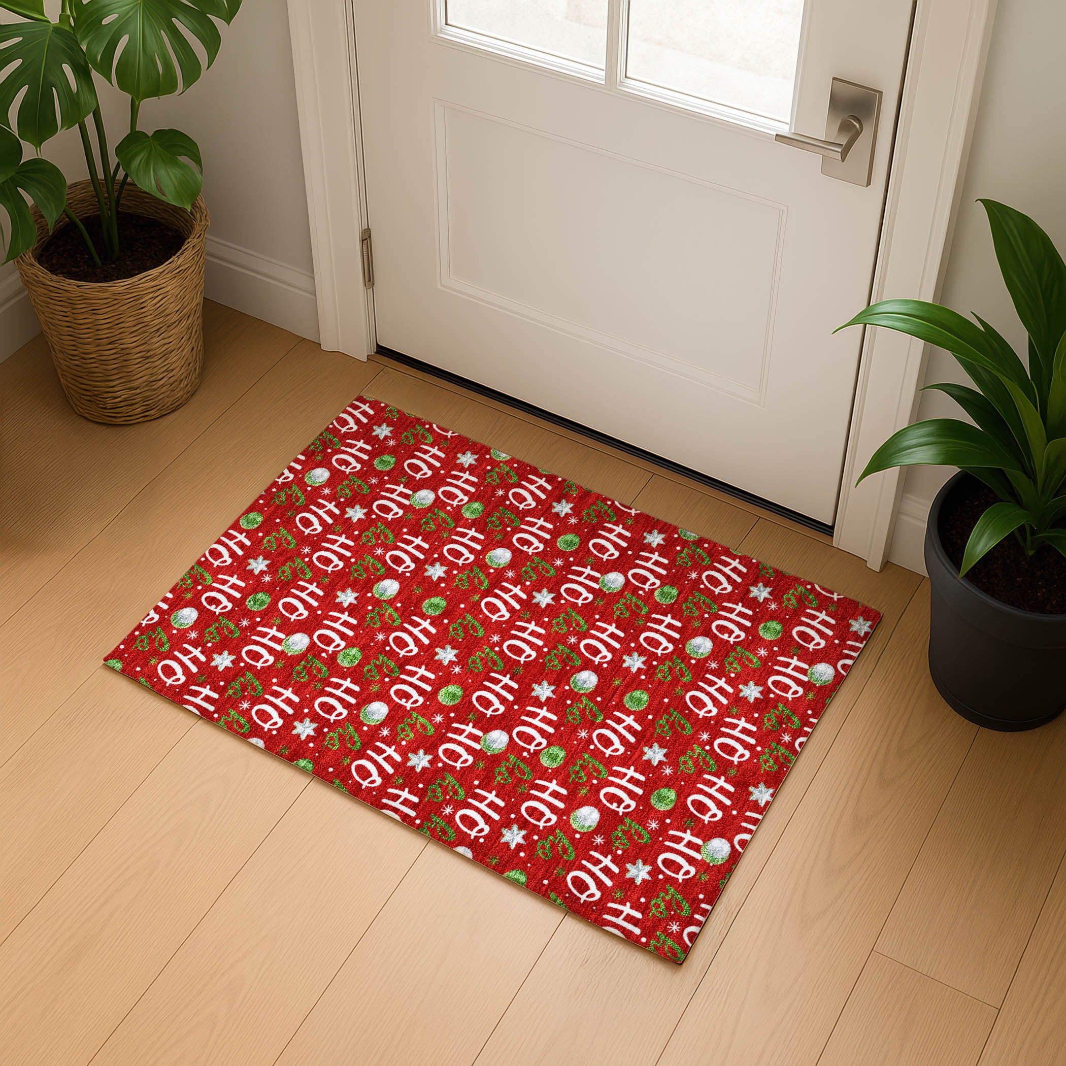 Hoi An Machine Washable Transitional Red Rug 1'8" x 2'6" #shape_Rectangle