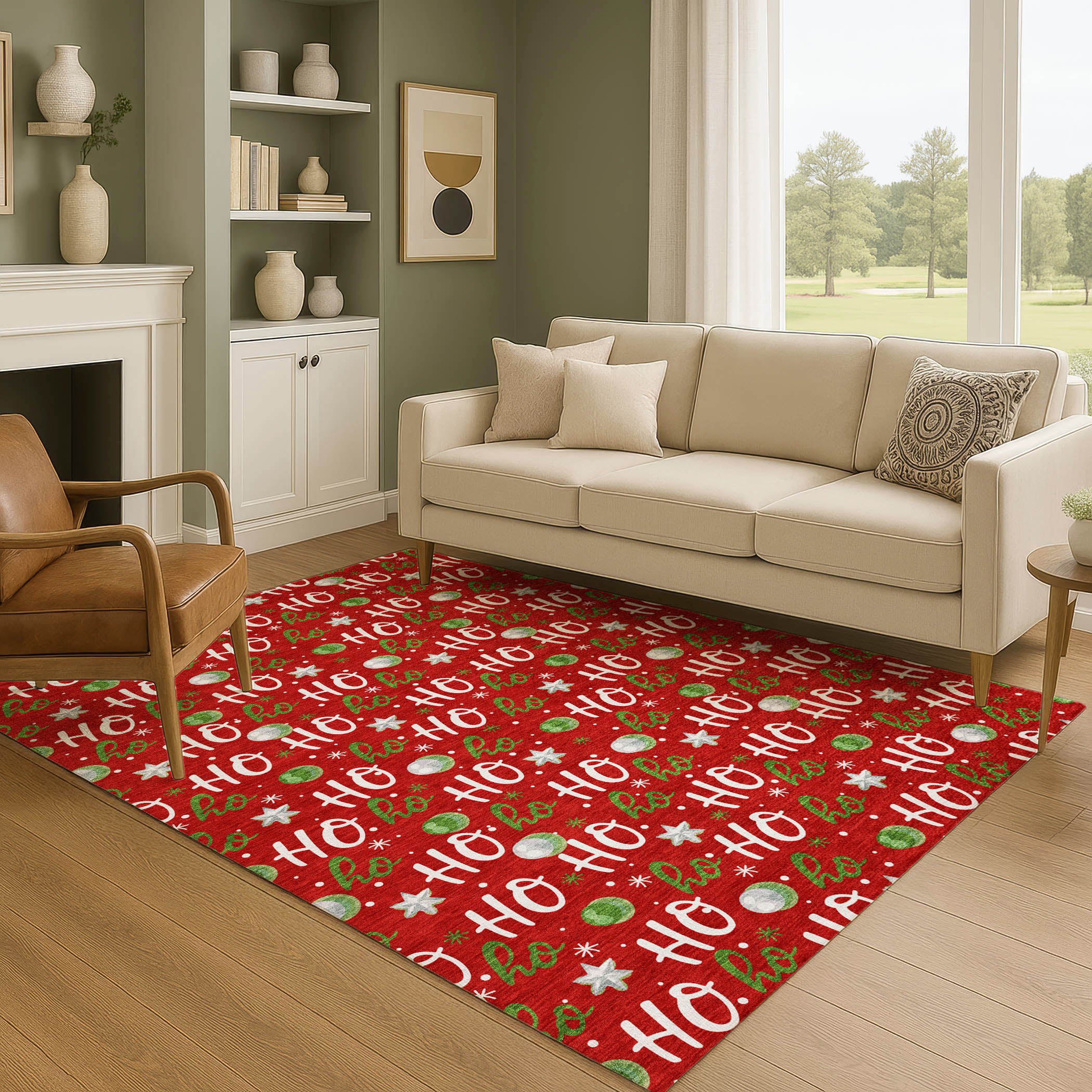 Hoi An Machine Washable Transitional Red Rug 2'6" x 3'10" #shape_Rectangle