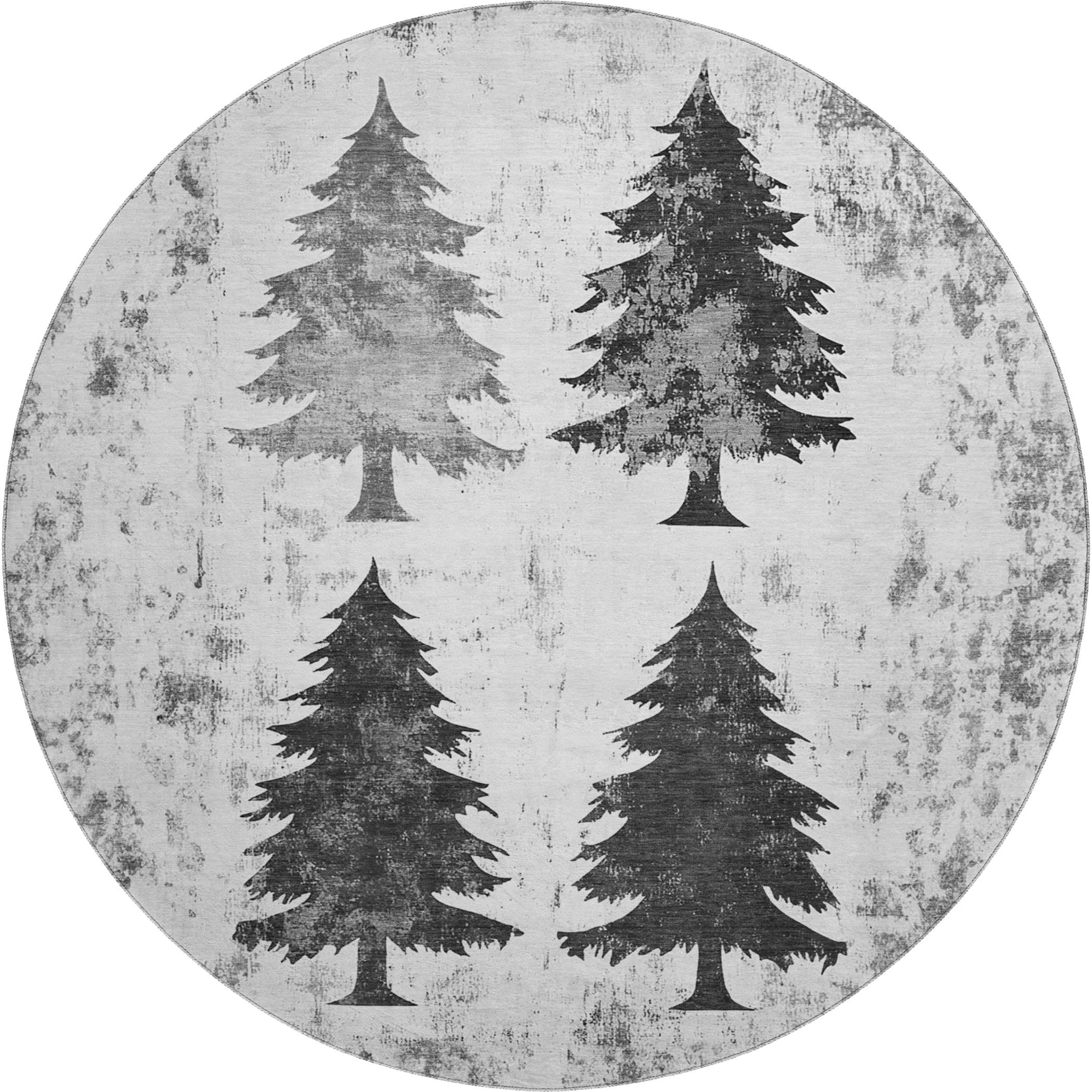 Seville Machine Washable Transitional Gray Rug 8' x 8' #shape_Round