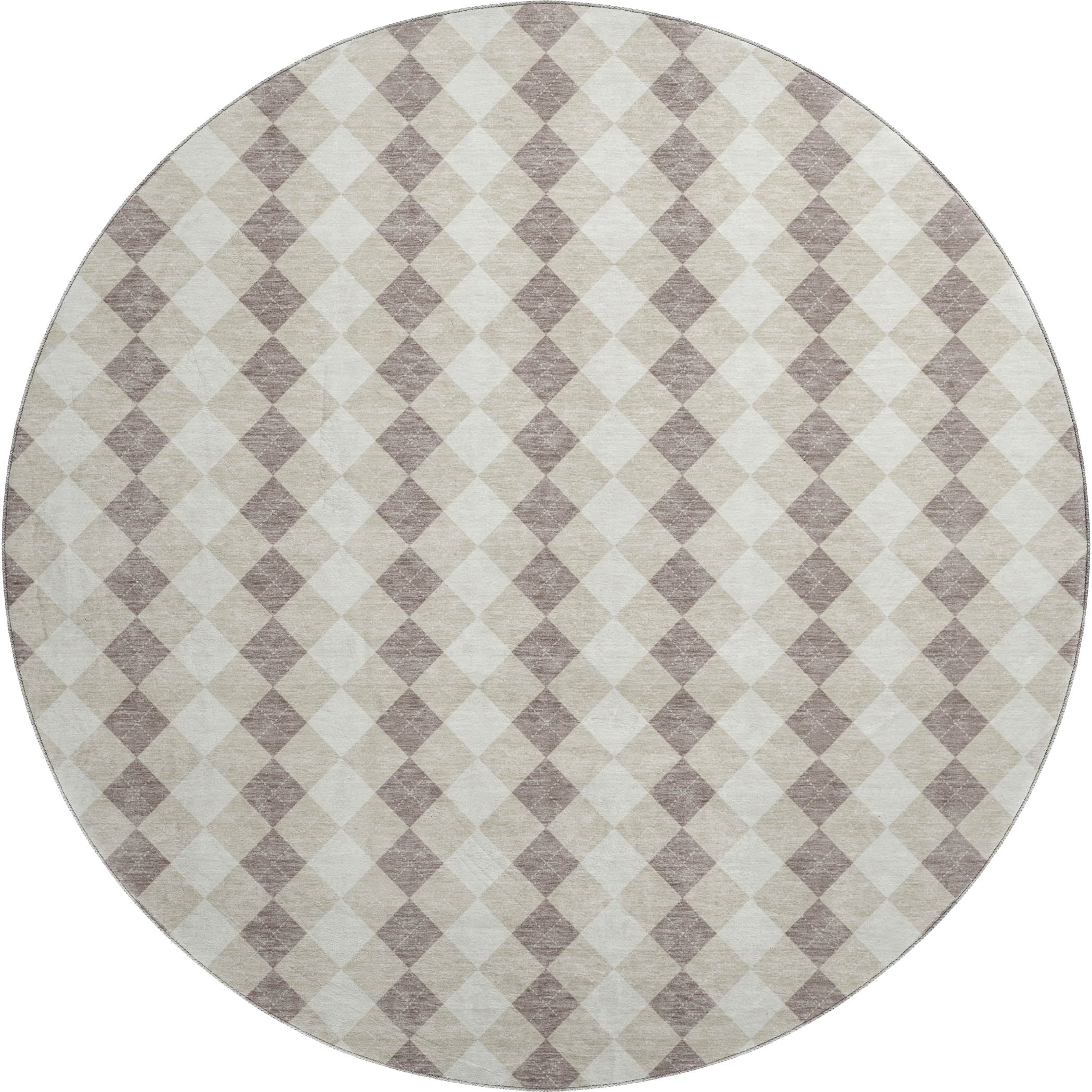 Sintra Machine Washable Transitional Beige Brown Rug 8' x 8' #shape_Round