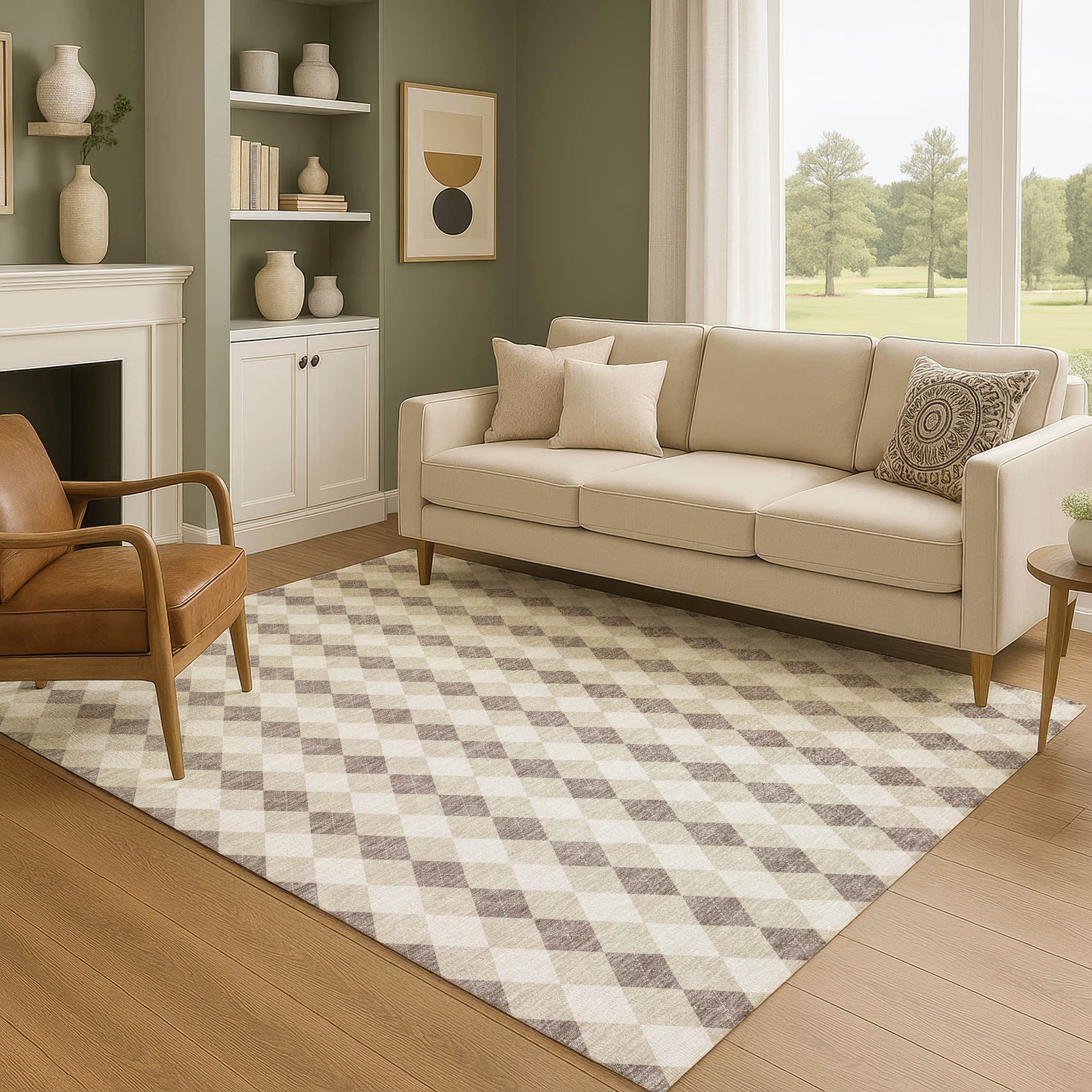 Sintra Machine Washable Transitional Beige Brown Rug 2'6" x 3'10" #shape_Rectangle
