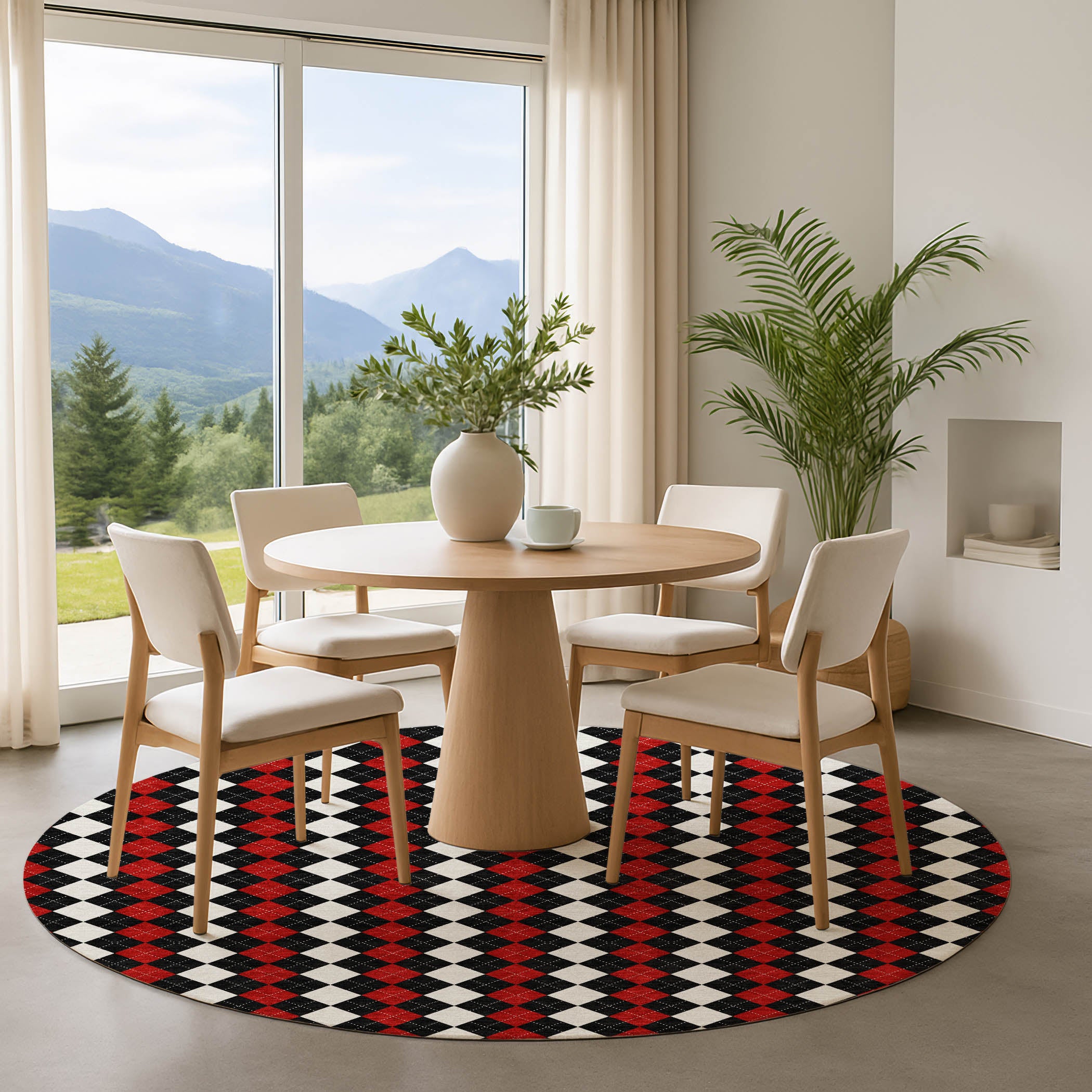 Sintra Machine Washable Transitional Black Rug 8' x 8' #shape_Round
