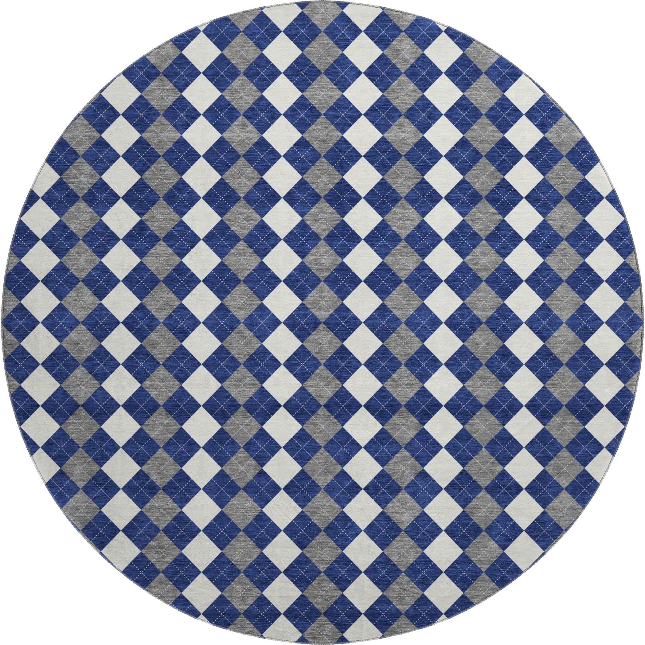 Sintra Machine Washable Transitional Navy Blue Rug 8' x 8' #shape_Round