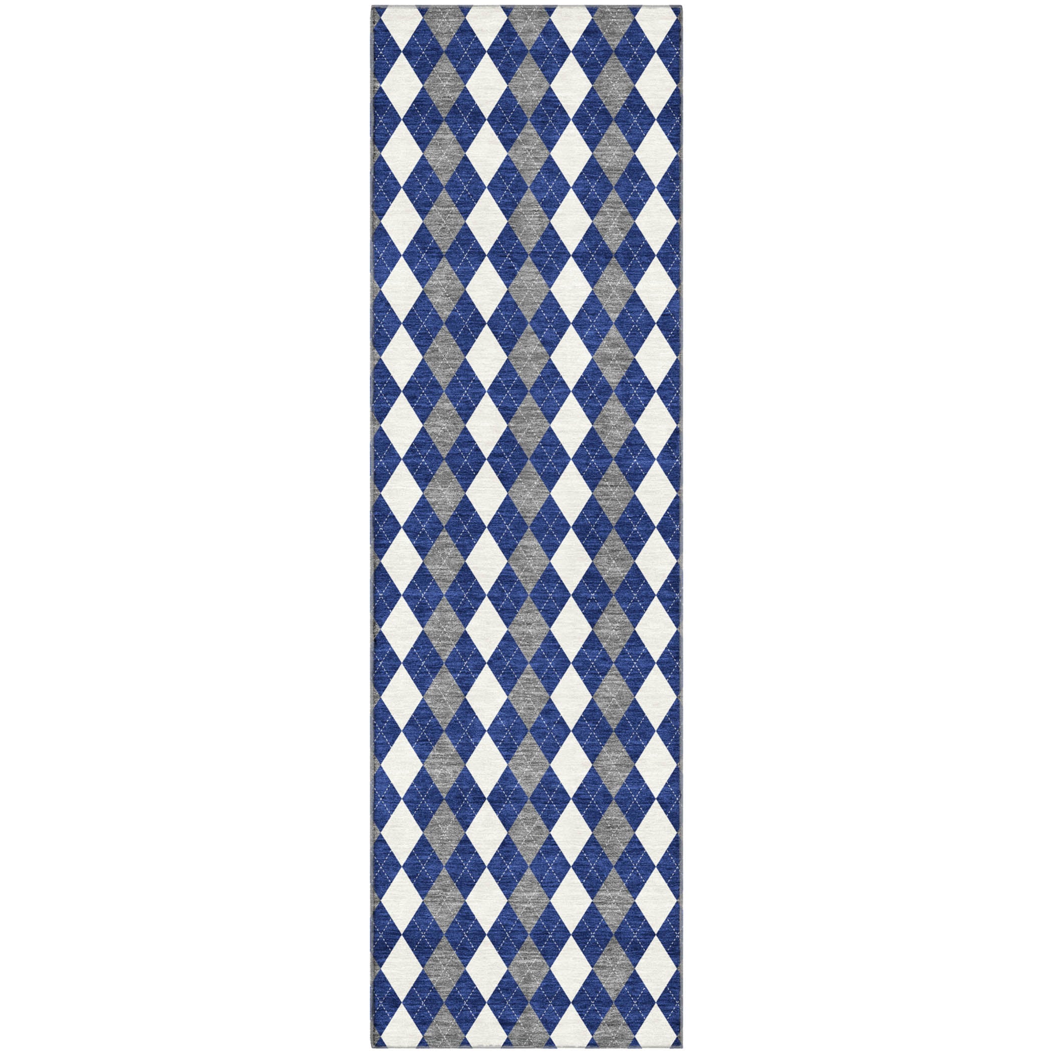 Sintra Machine Washable Transitional Navy Blue Rug 2'3" x 7'6" #shape_Runner