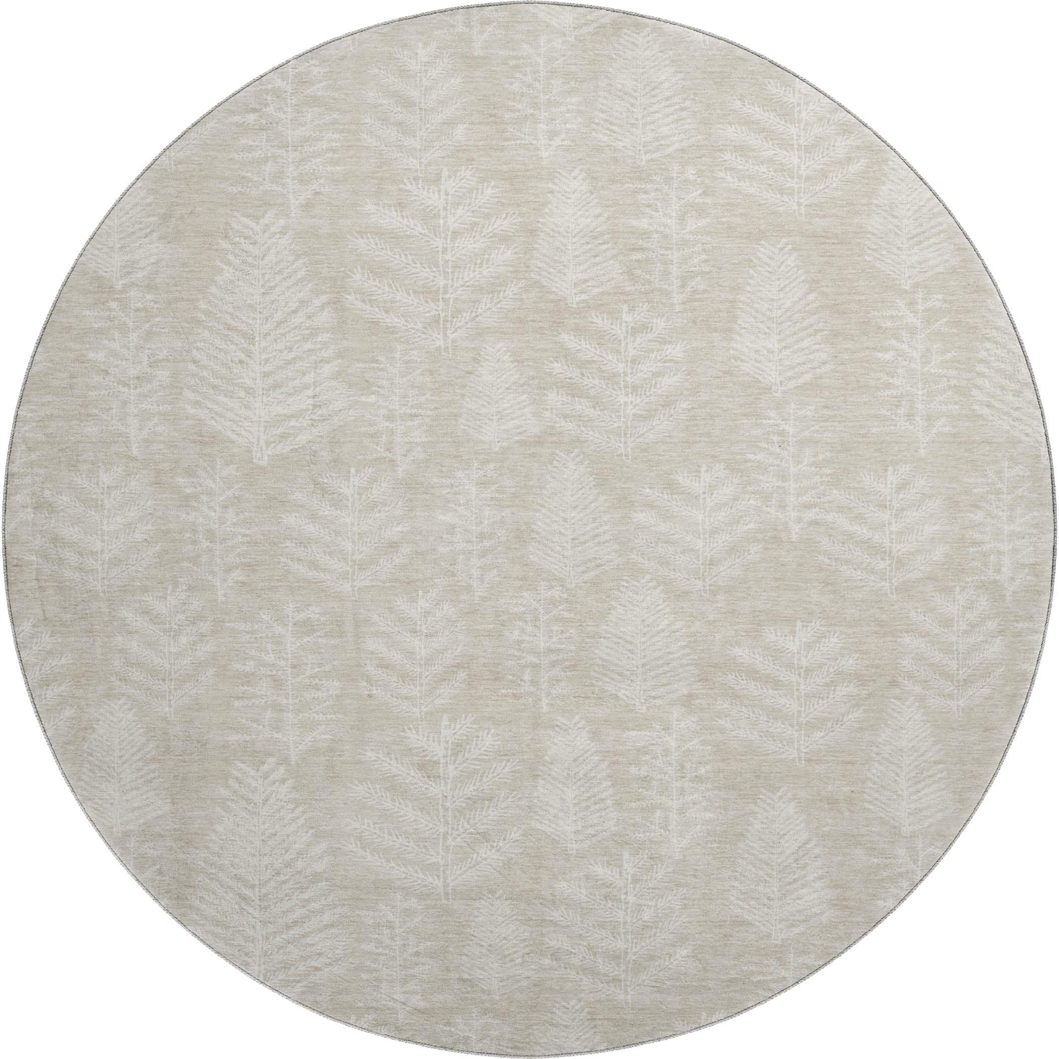 Lima Machine Washable Transitional Beige Brown Rug 8' x 8' #shape_Round