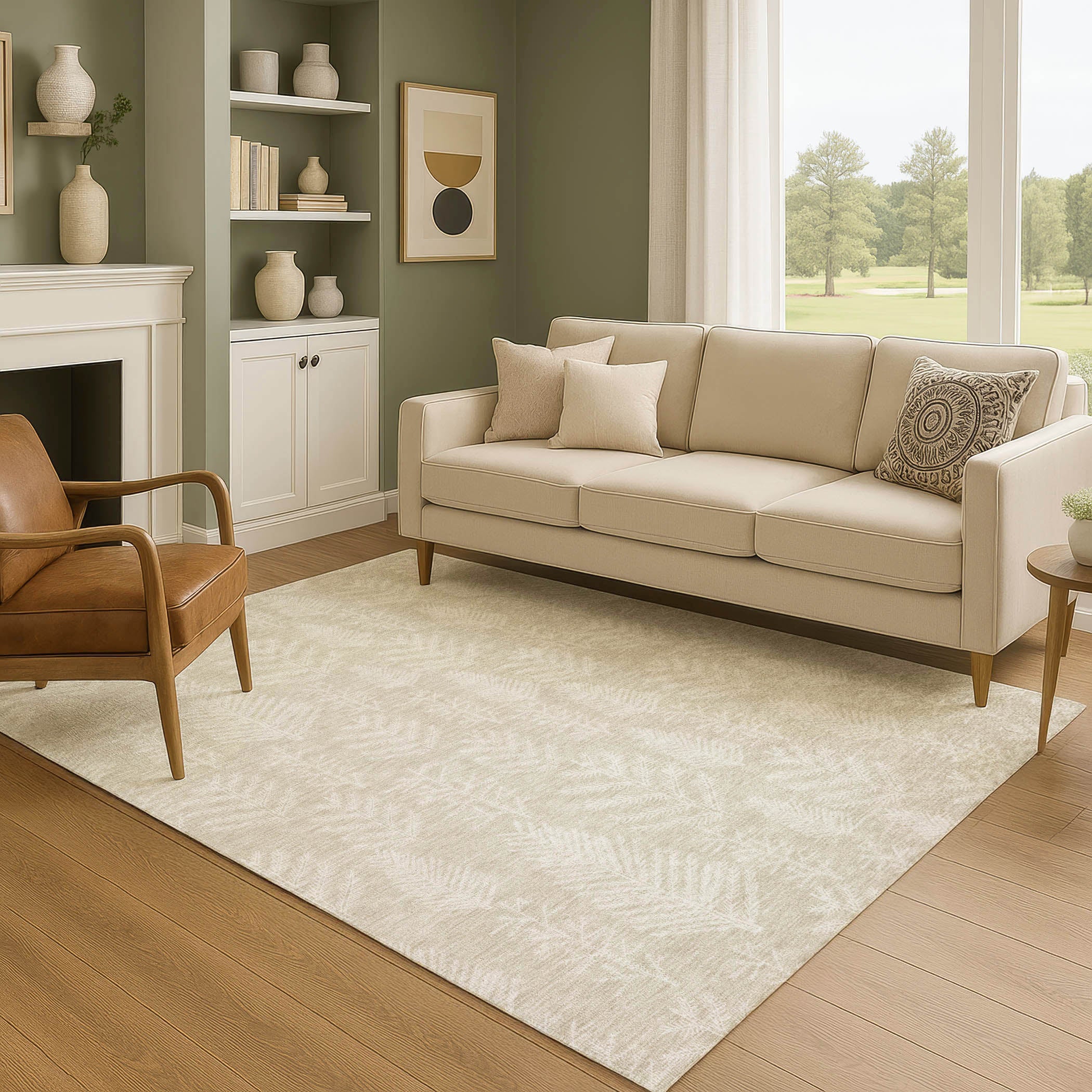 Lima Machine Washable Transitional Beige Brown Rug 2'6" x 3'10" #shape_Rectangle