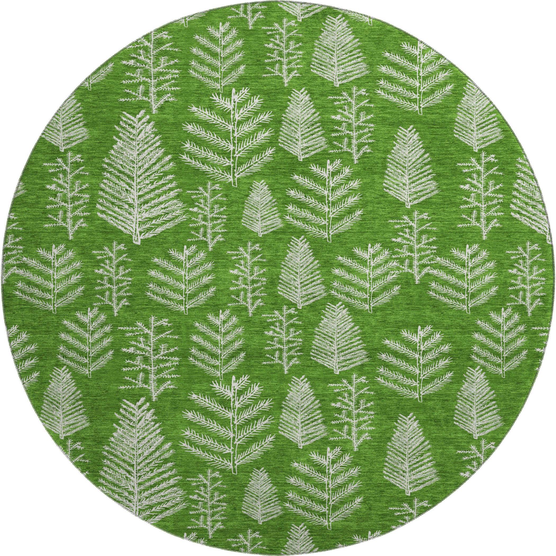 Lima Machine Washable Transitional Green Rug 8' x 8' #shape_Round