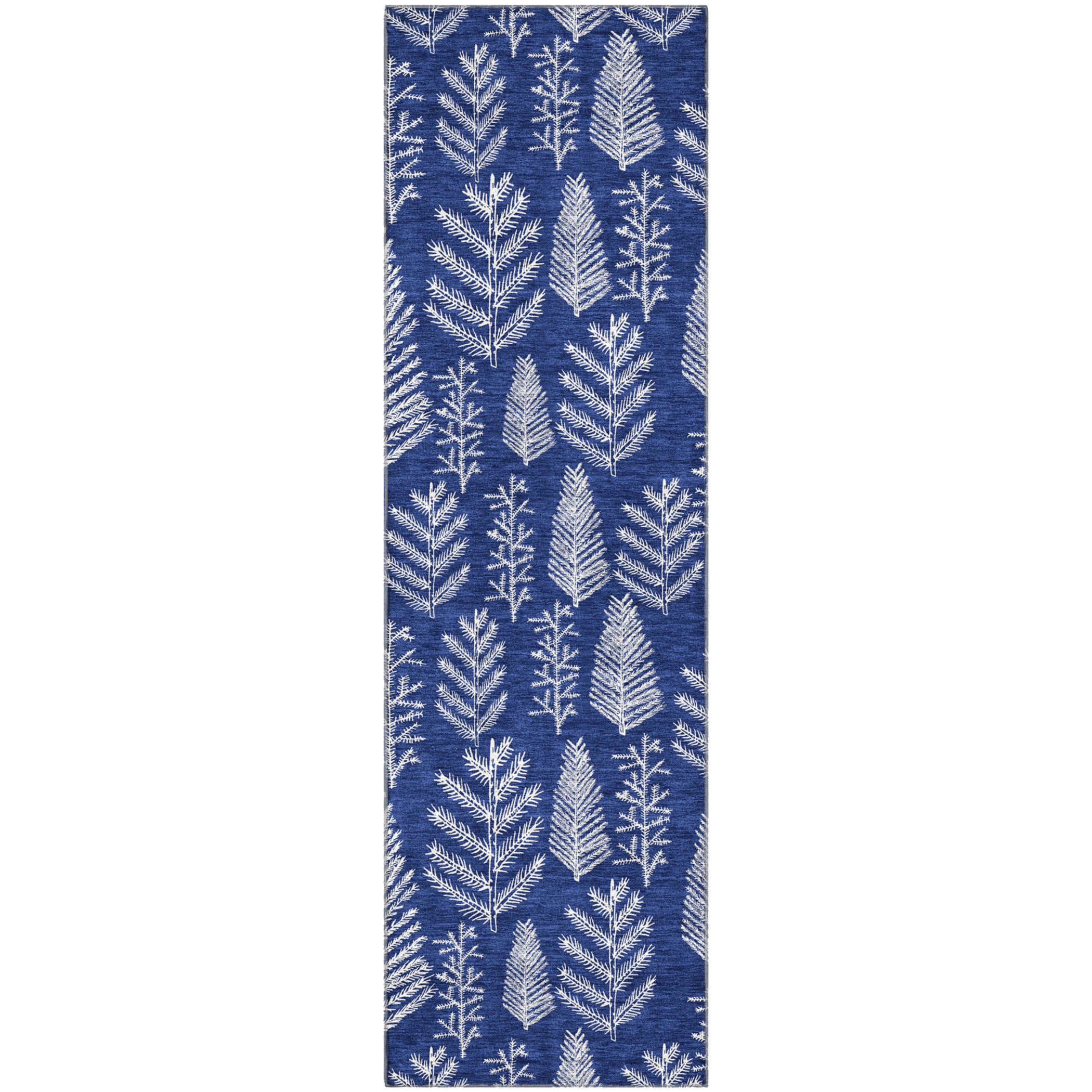 Lima Machine Washable Transitional Navy Blue Rug 2'3" x 7'6" #shape_Runner