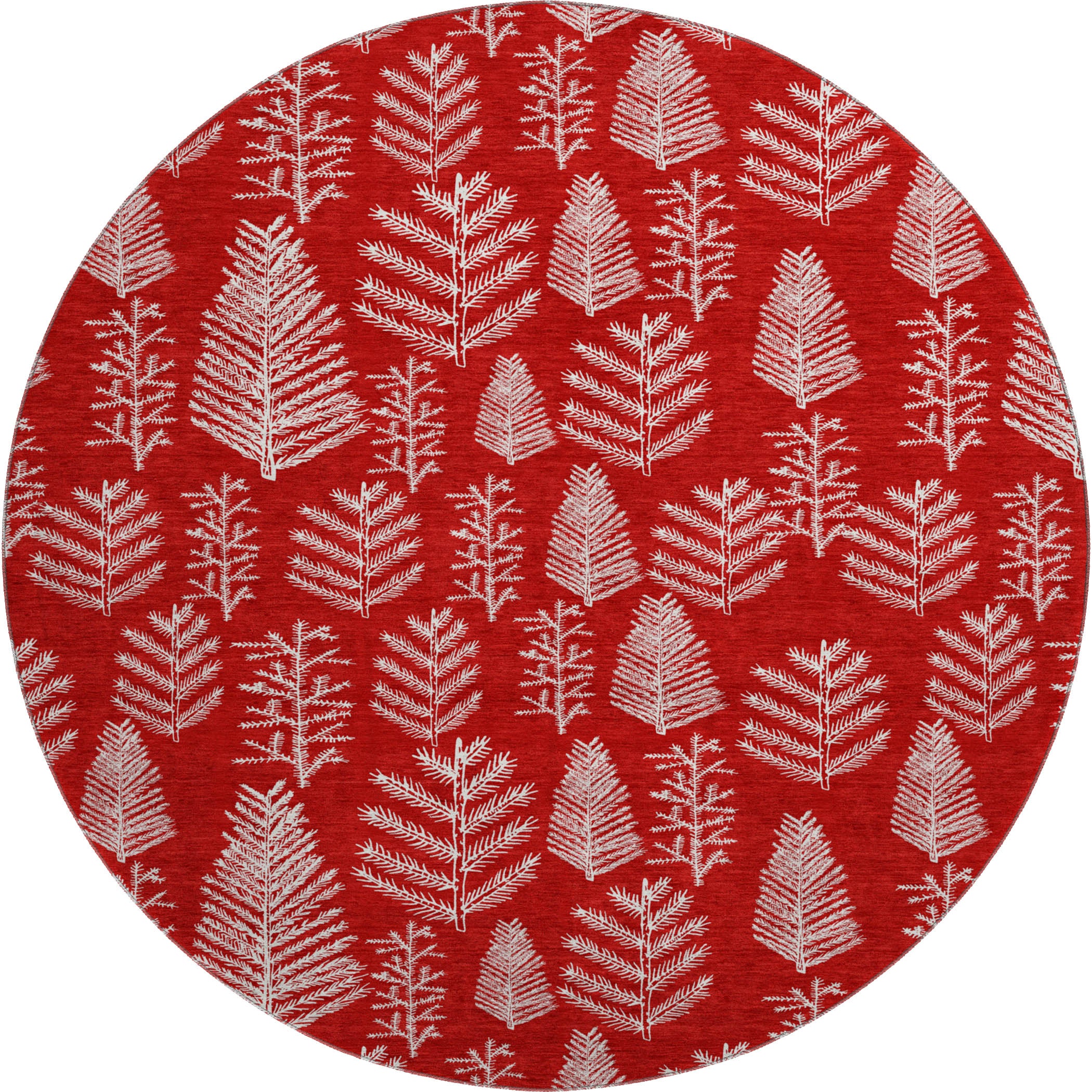 Lima Machine Washable Transitional Red Rug 8' x 8' #shape_Round