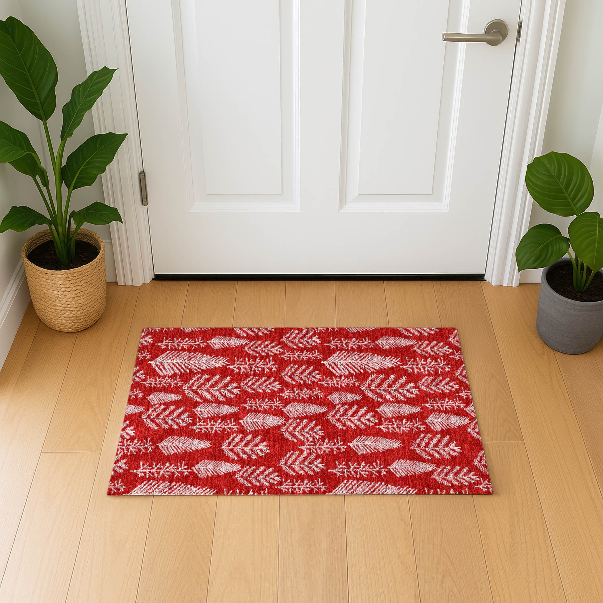 Lima Machine Washable Transitional Red Rug 1'8" x 2'6" #shape_Rectangle