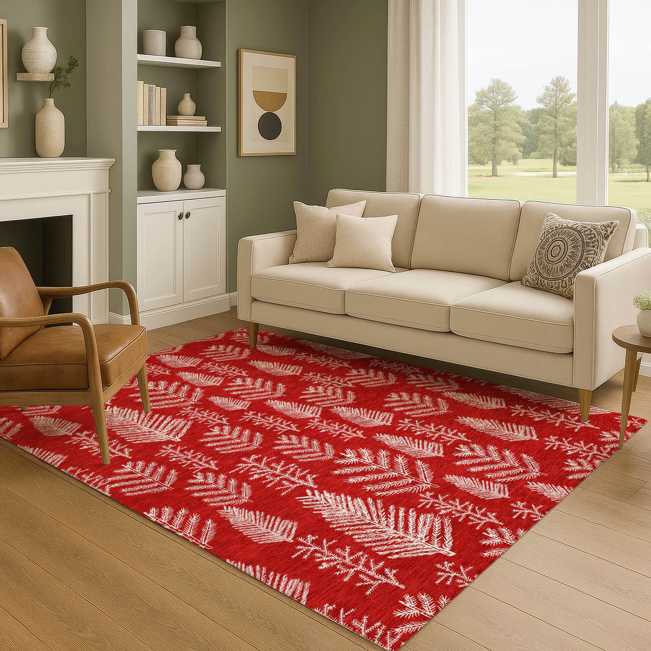 Lima Machine Washable Transitional Red Rug 2'6" x 3'10" #shape_Rectangle