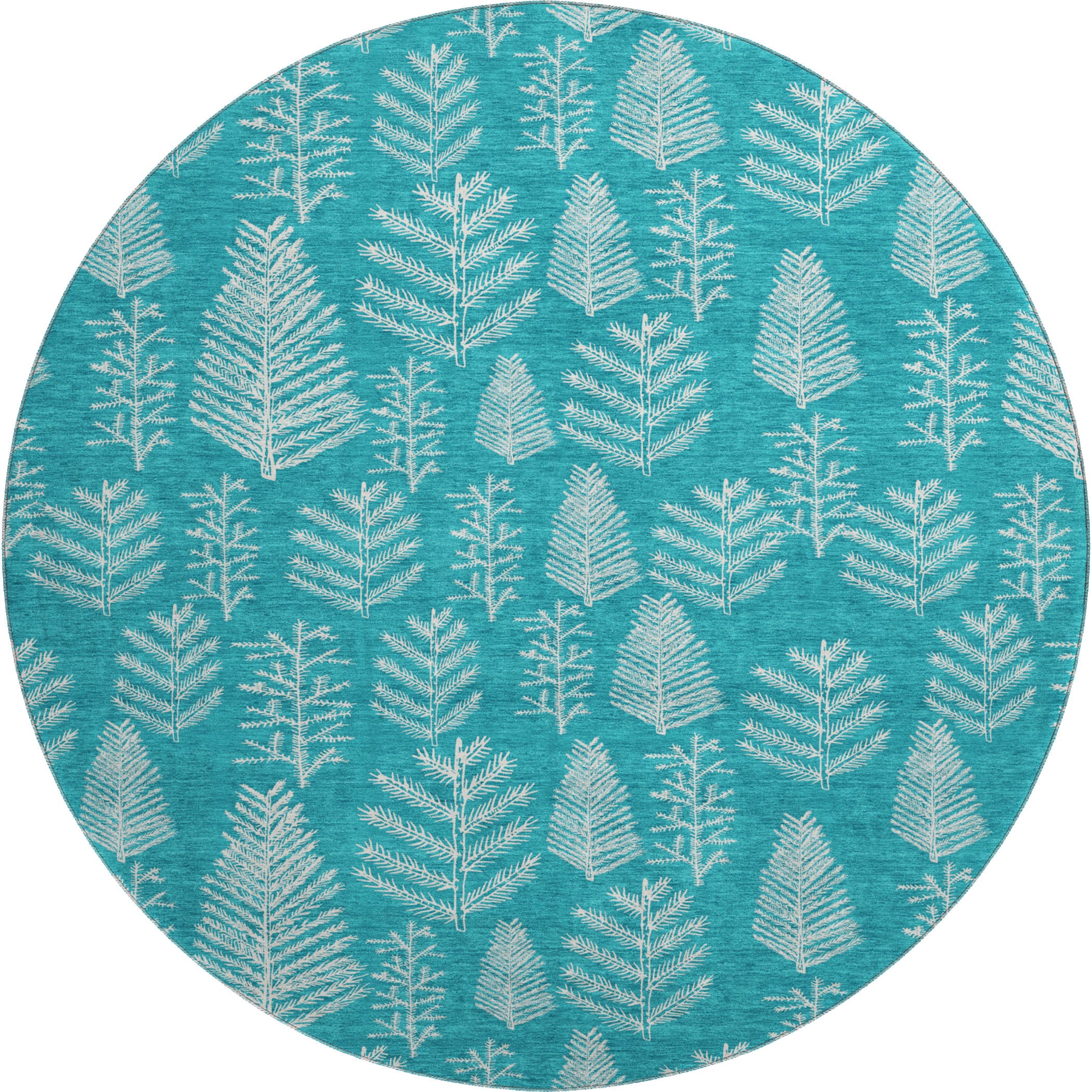 Lima Machine Washable Transitional Teal Rug 8' x 8' #shape_Round