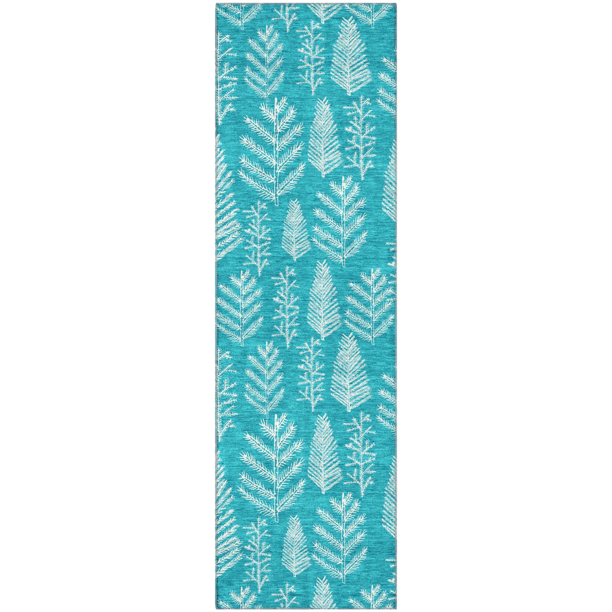 Lima Machine Washable Transitional Teal Rug 2'3" x 7'6" #shape_Runner