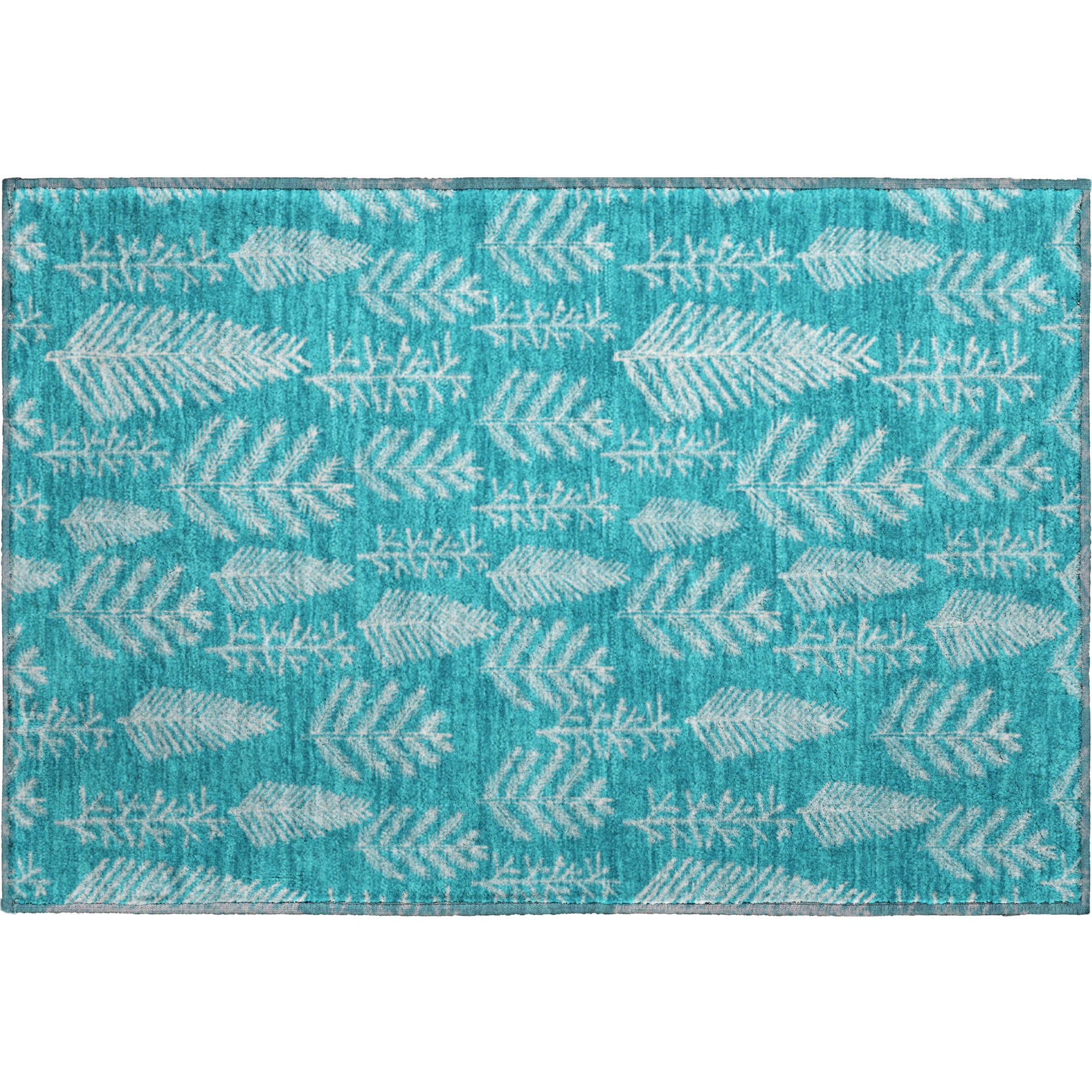 Lima Machine Washable Transitional Teal Rug 1'8" x 2'6" #shape_Rectangle