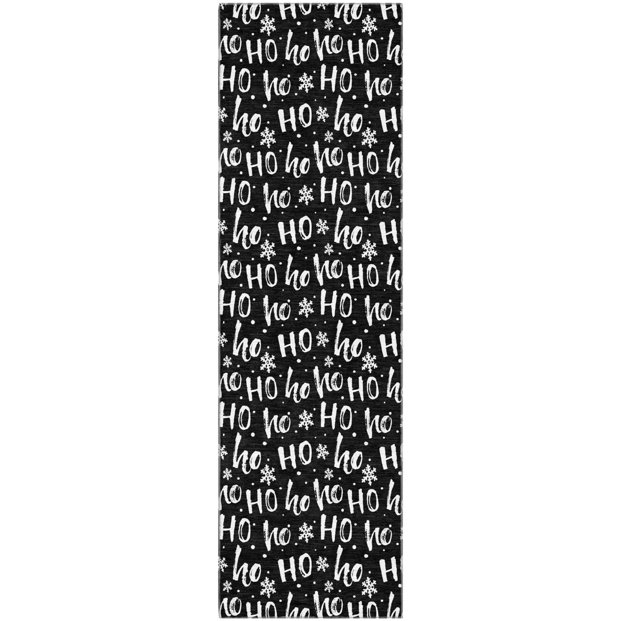 Queenstown Machine Washable Transitional Black Rug 2'3" x 7'6" #shape_Runner
