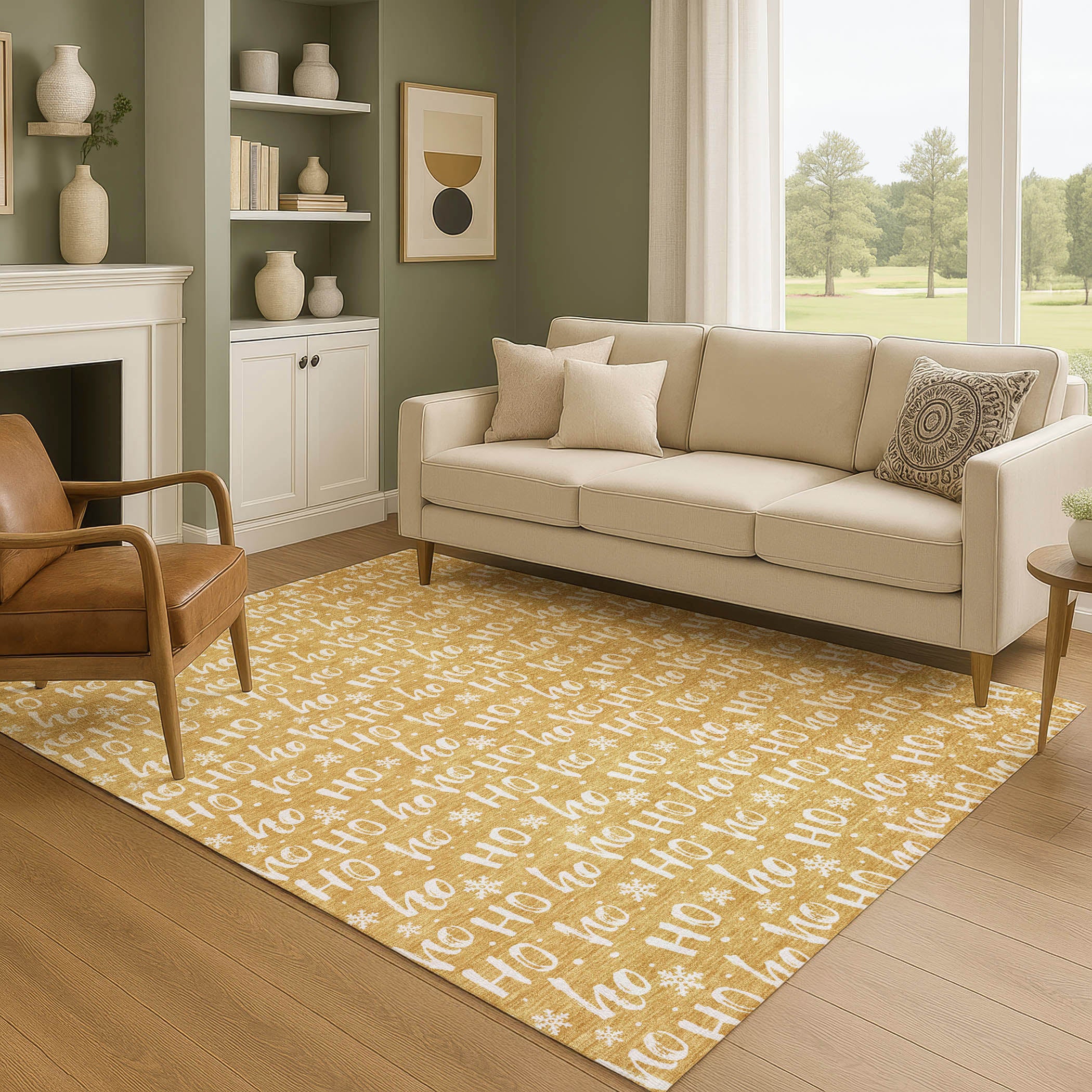 Queenstown Machine Washable Transitional Gold Rug 2'6" x 3'10" #shape_Rectangle