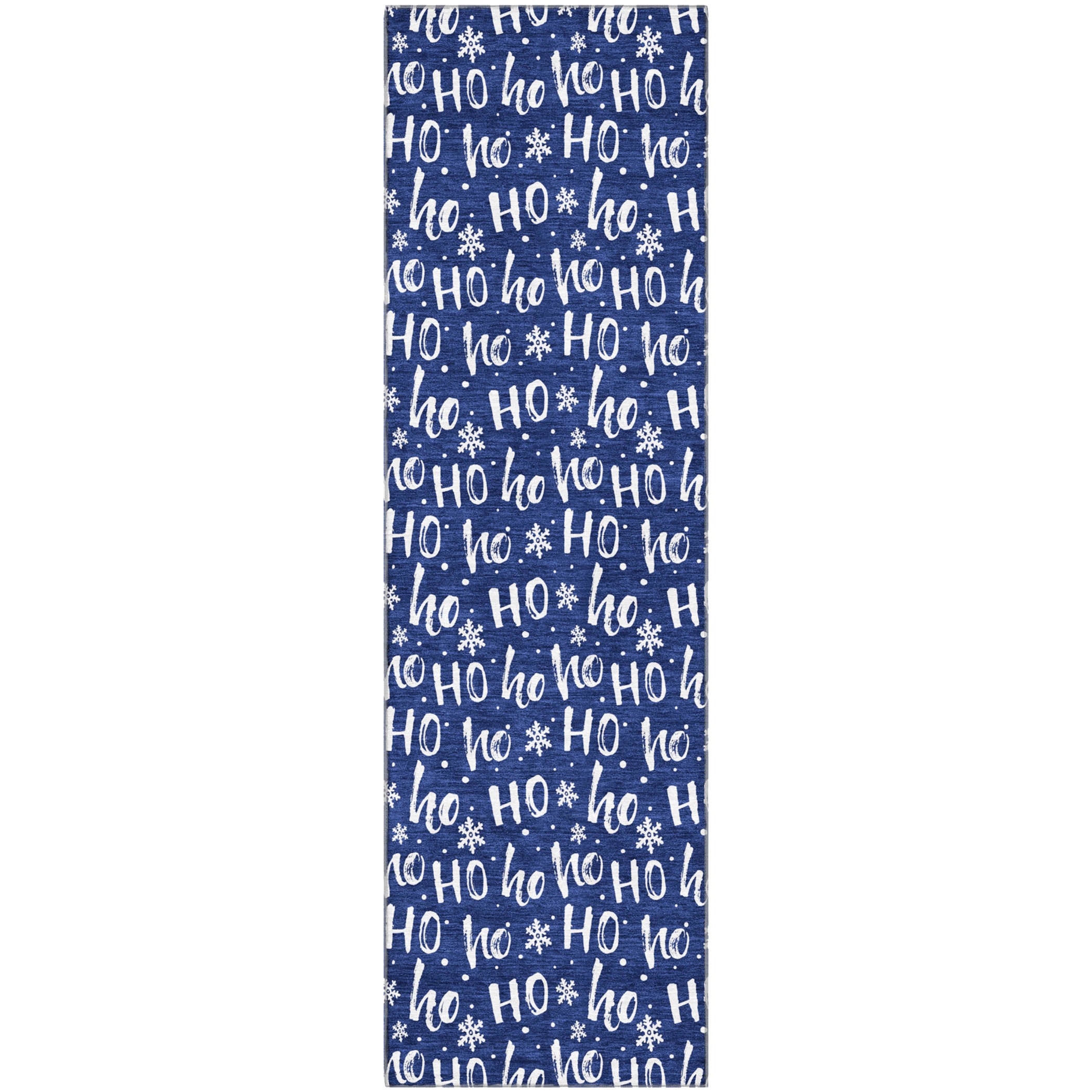 Queenstown Machine Washable Transitional Navy Blue Rug 2'3" x 7'6" #shape_Runner