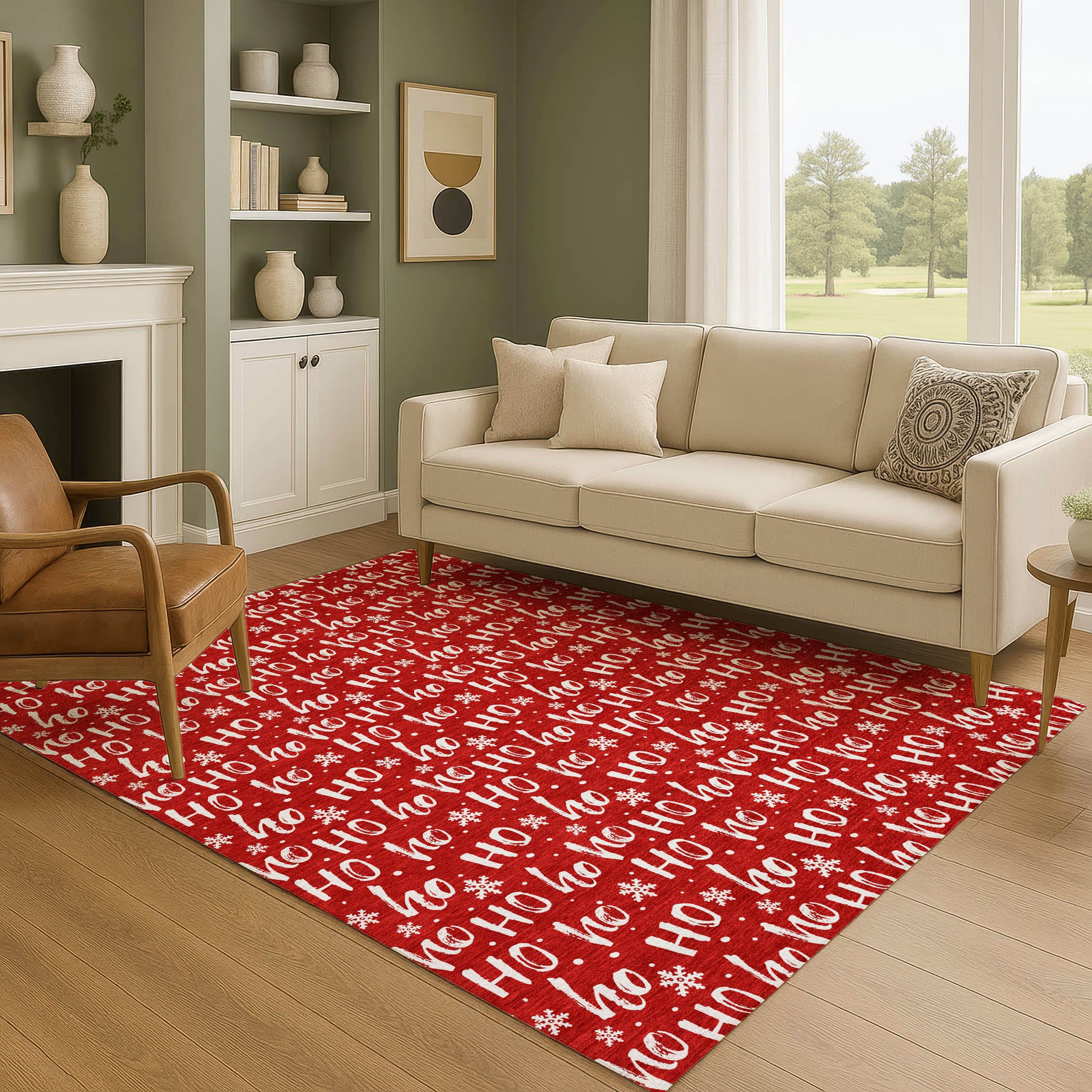 Queenstown Machine Washable Transitional Red Rug 2'6" x 3'10" #shape_Rectangle