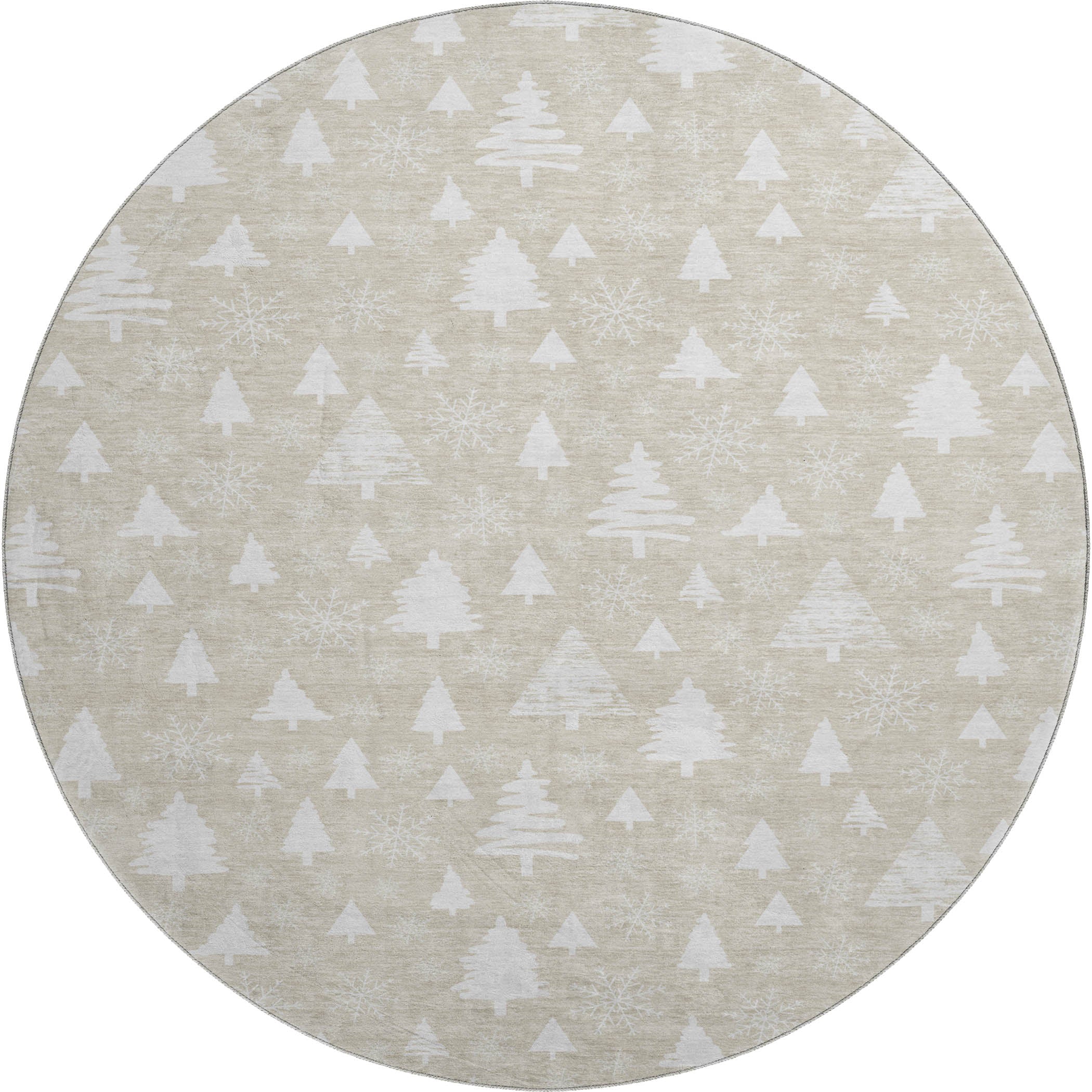 Baku Machine Washable Transitional Beige Brown Rug 8' x 8' #shape_Round