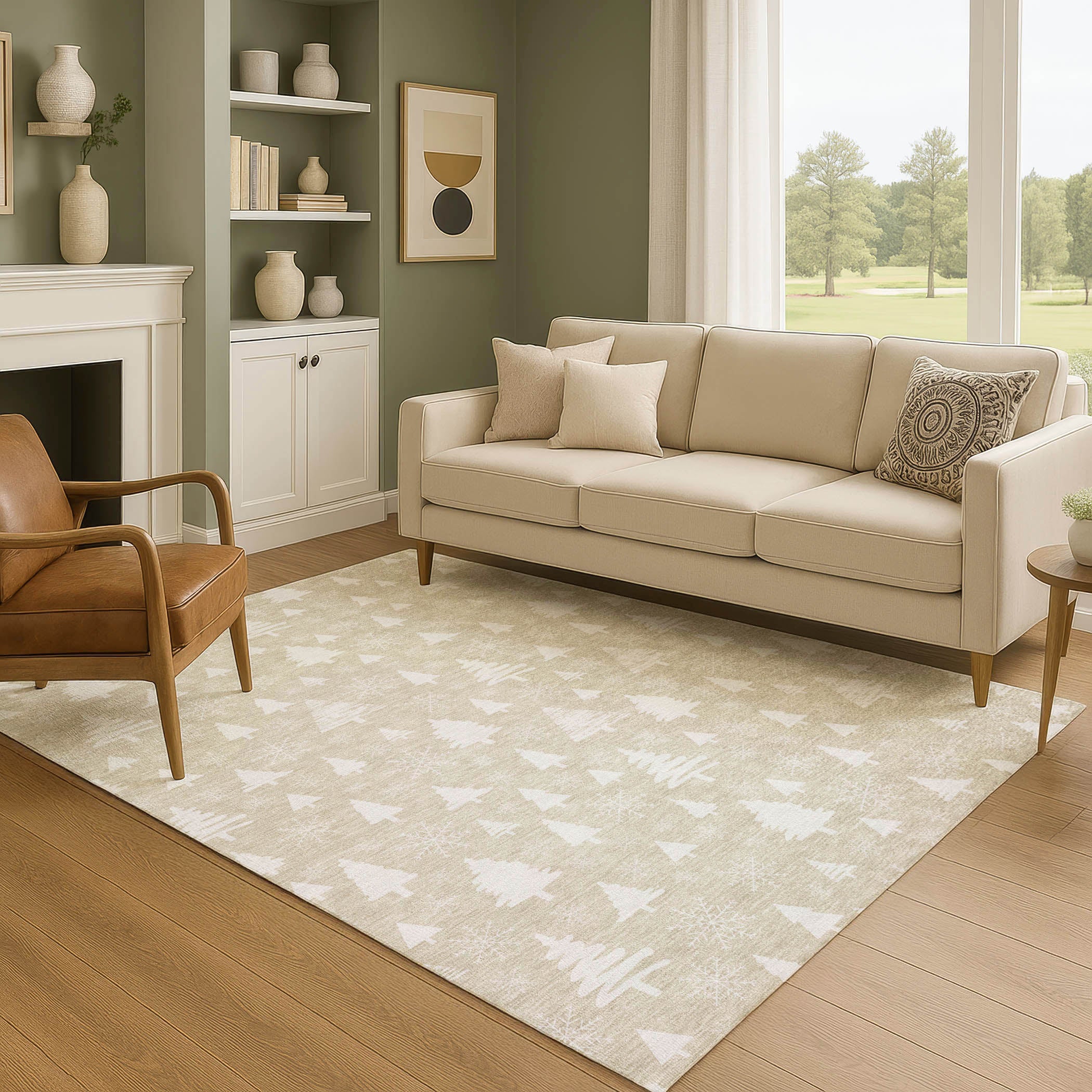 Baku Machine Washable Transitional Beige Brown Rug 2'6" x 3'10" #shape_Rectangle