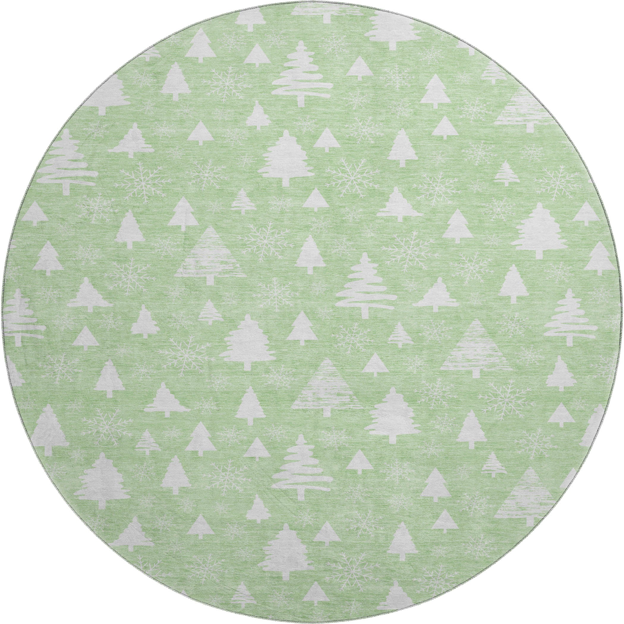 Baku Machine Washable Transitional Mint Green Rug 8' x 8' #shape_Round