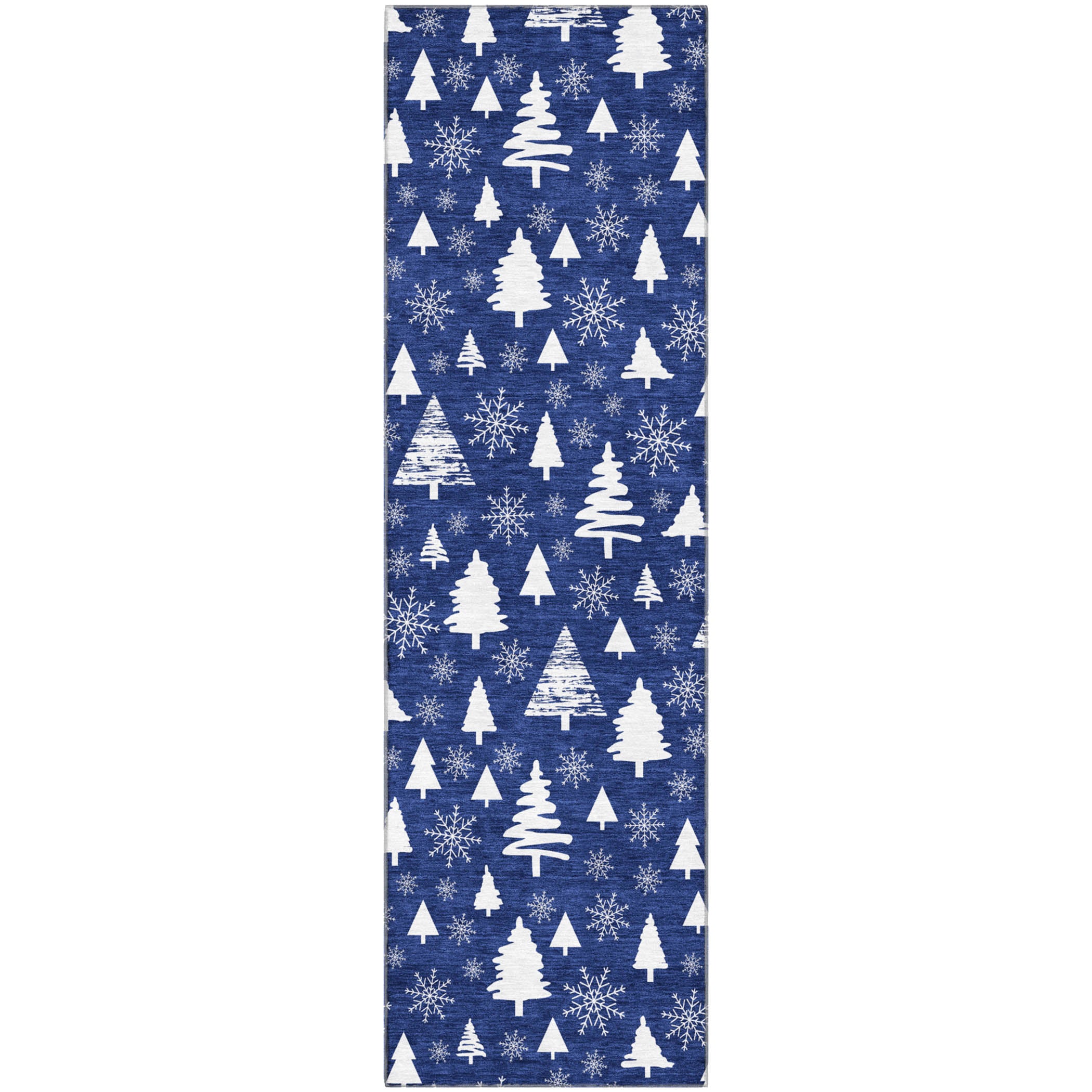 Baku Machine Washable Transitional Navy Blue Rug 2'3" x 7'6" #shape_Runner