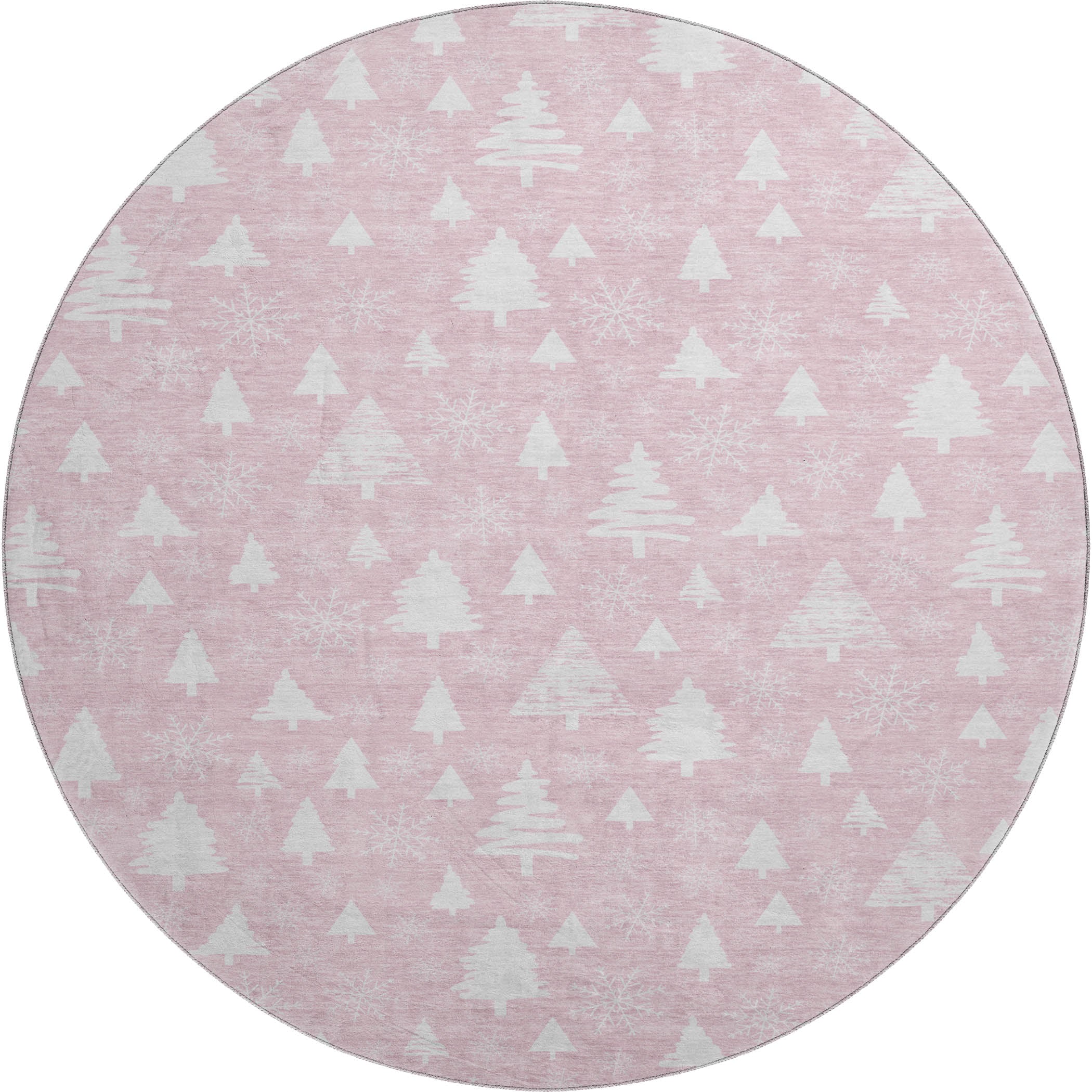 Baku Machine Washable Transitional Pink Rug 8' x 8' #shape_Round