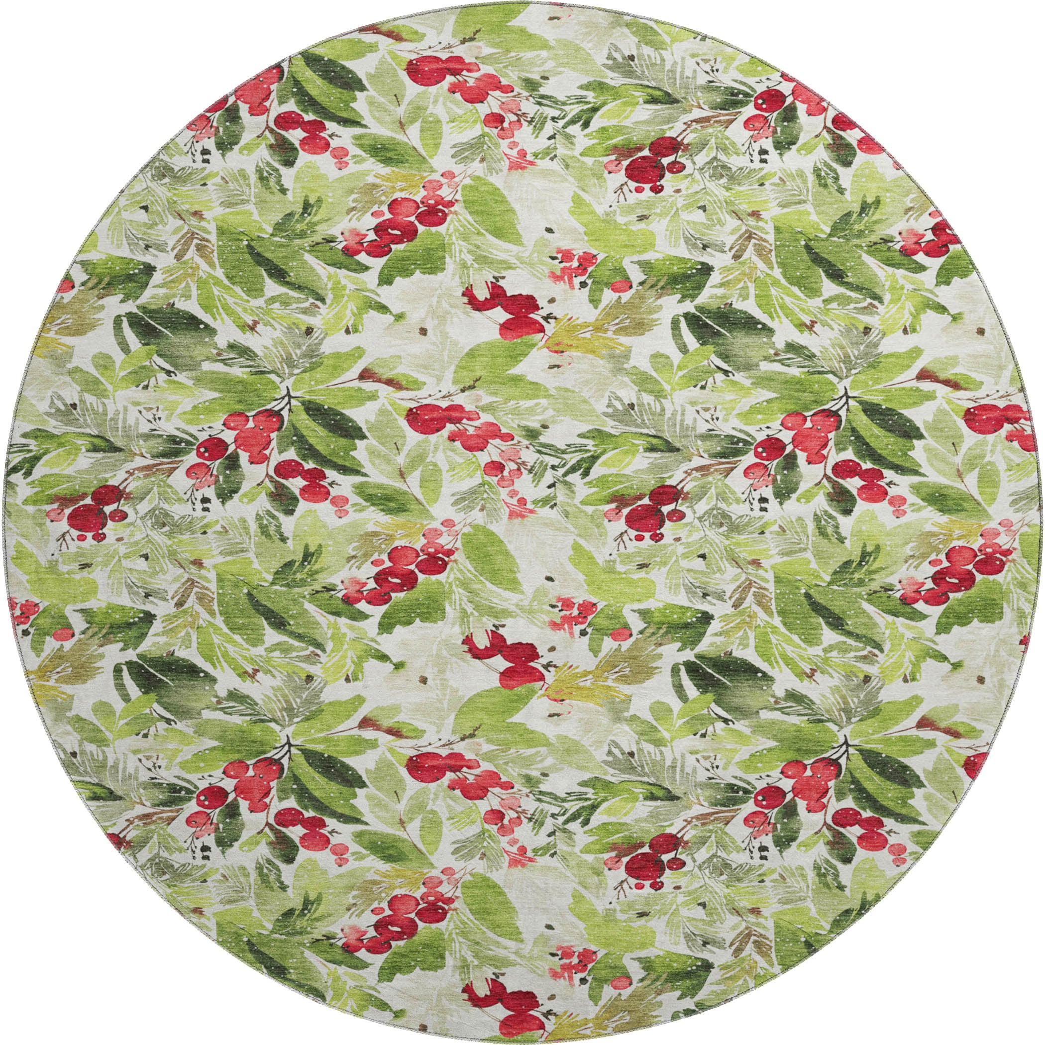 Florence Machine Washable Transitional Aloe Green Rug 8' x 8' #shape_Round