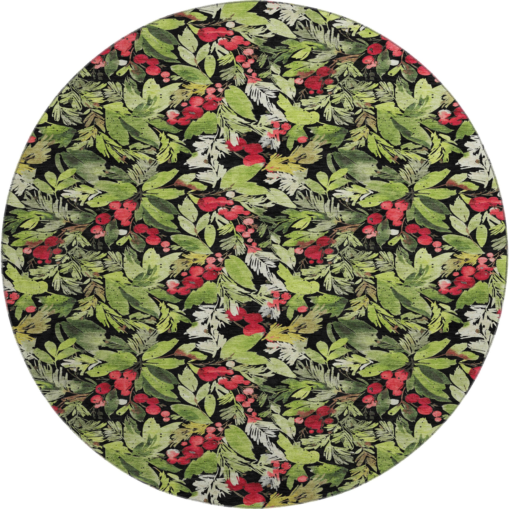 Florence Machine Washable Transitional Black Rug 8' x 8' #shape_Round