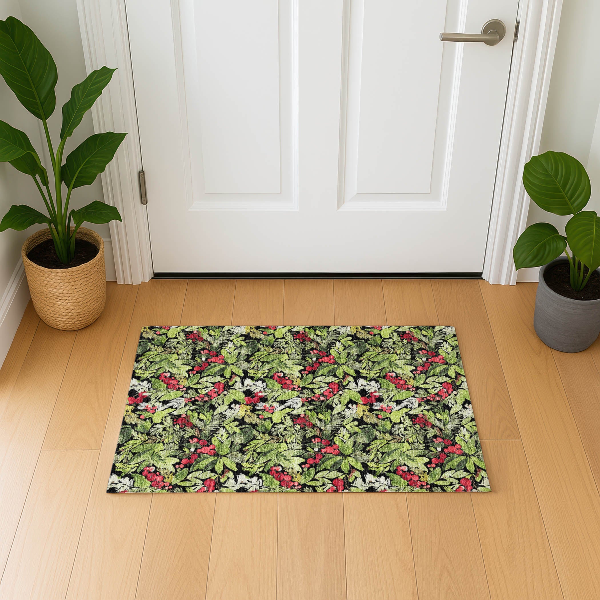 Florence Machine Washable Transitional Black Rug 1'8" x 2'6" #shape_Rectangle
