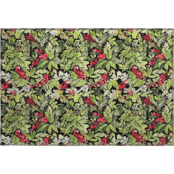 Florence Machine Washable Transitional Black Rug 1'8" x 2'6"