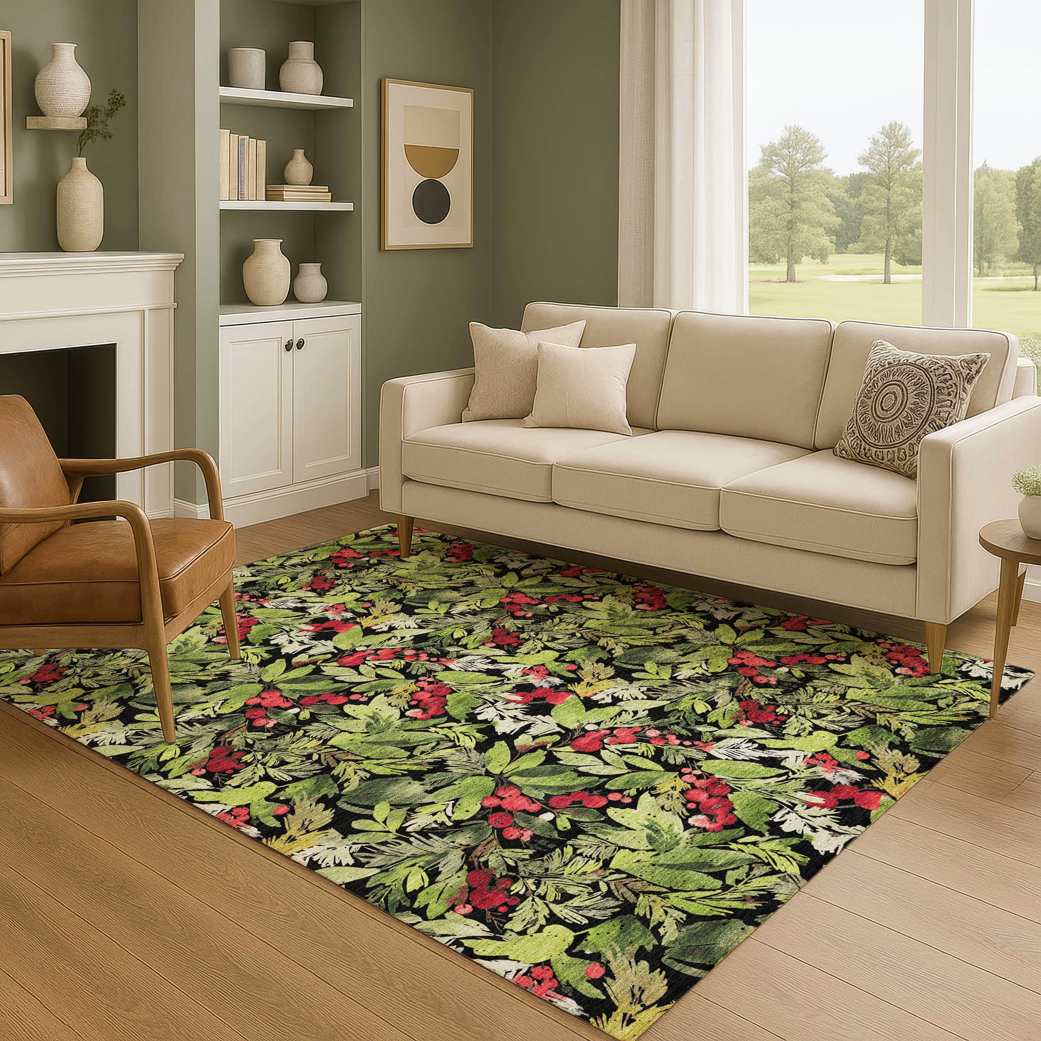 Florence Machine Washable Transitional Black Rug 2'6" x 3'10" #shape_Rectangle