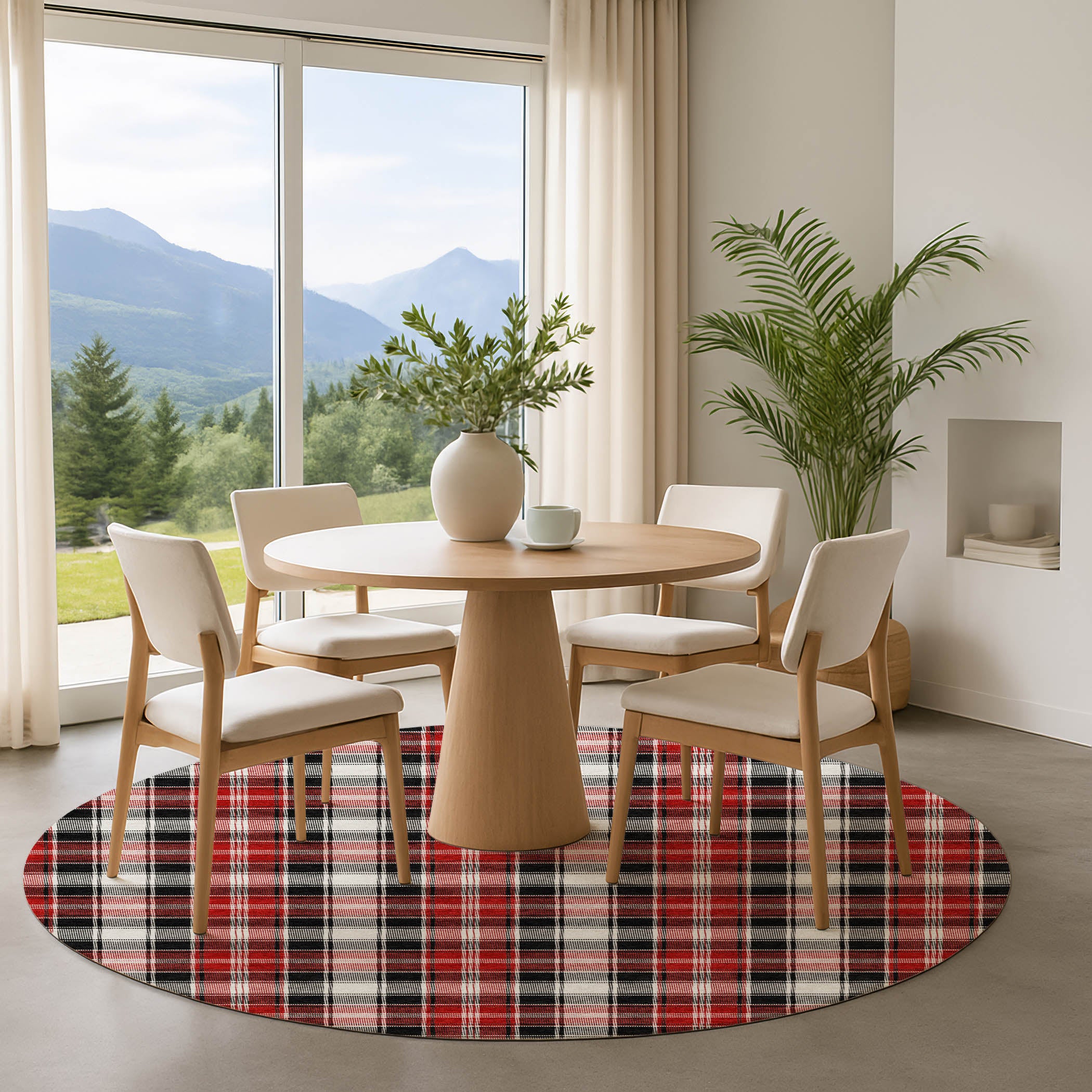 Bogota Machine Washable Transitional Black Rug 8' x 8' #shape_Round