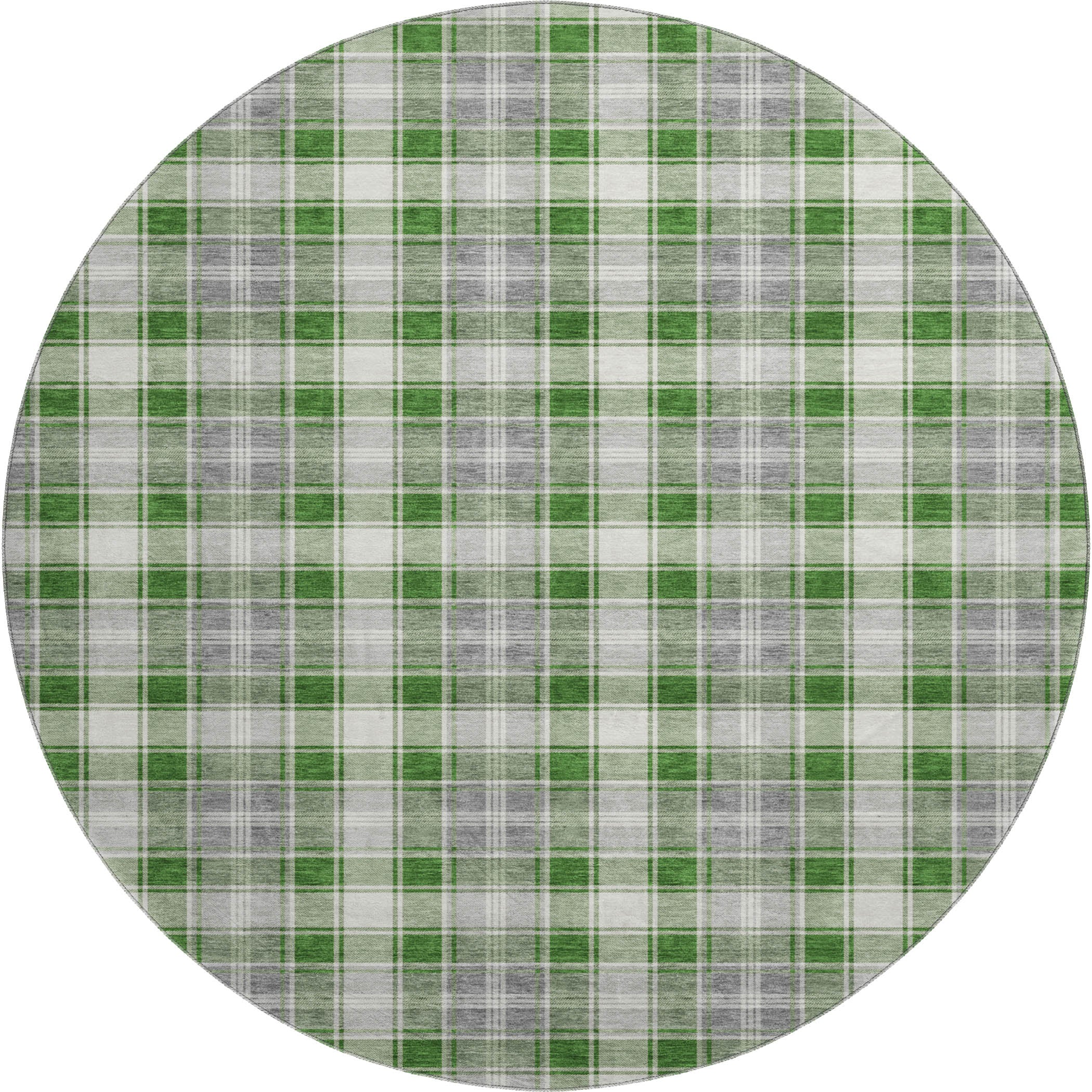 Bogota Machine Washable Transitional Green Rug 8' x 8' #shape_Round