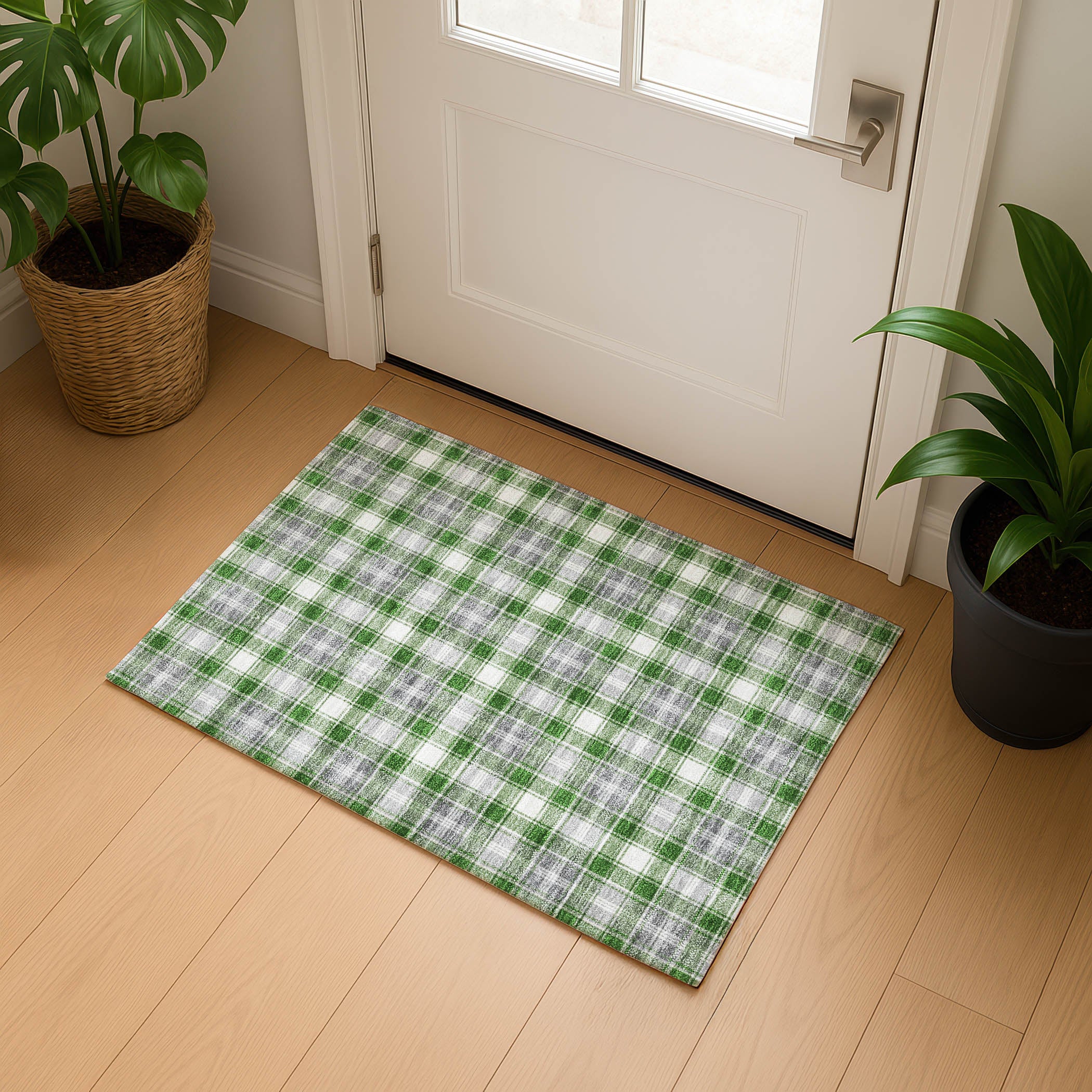 Bogota Machine Washable Transitional Green Rug 1'8" x 2'6" #shape_Rectangle