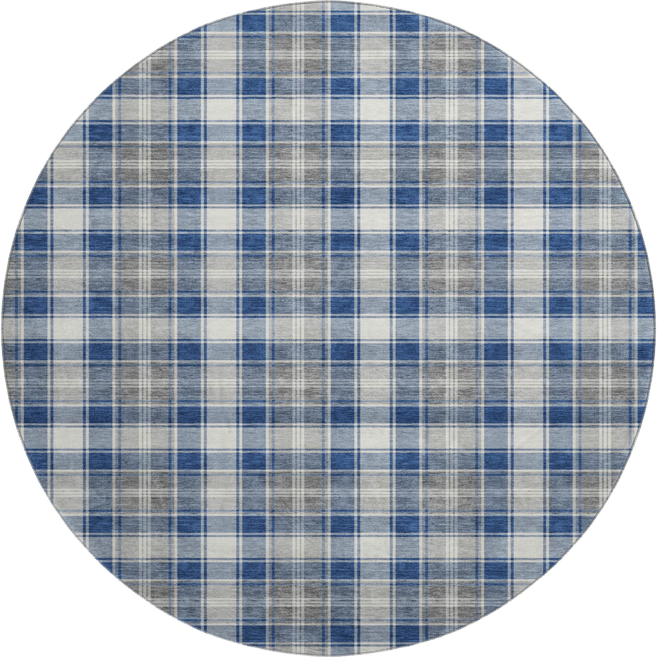 Bogota Machine Washable Transitional Navy Blue Rug 8' x 8' #shape_Round