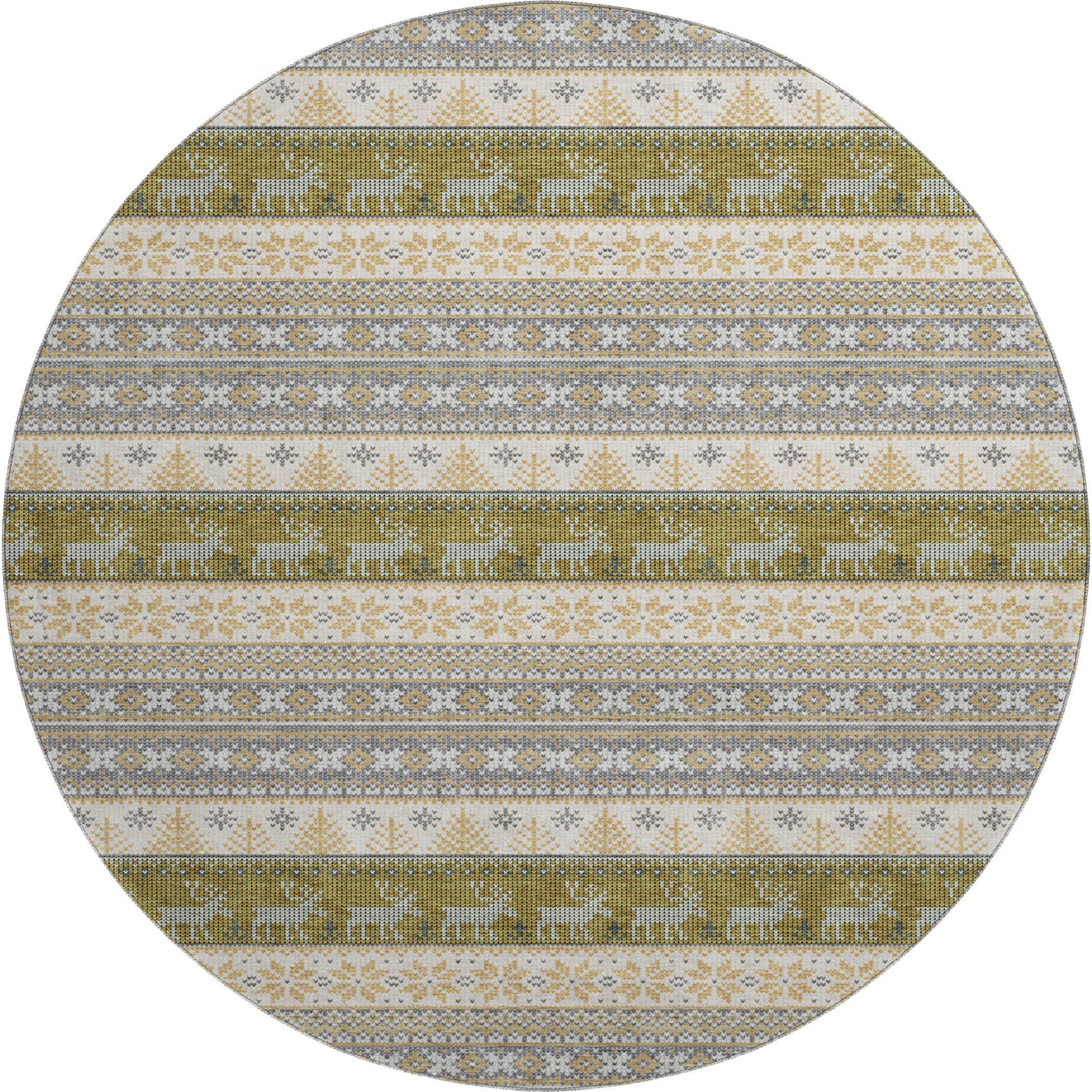 Budapest Machine Washable Transitional Gray Rug 8' x 8' #shape_Round