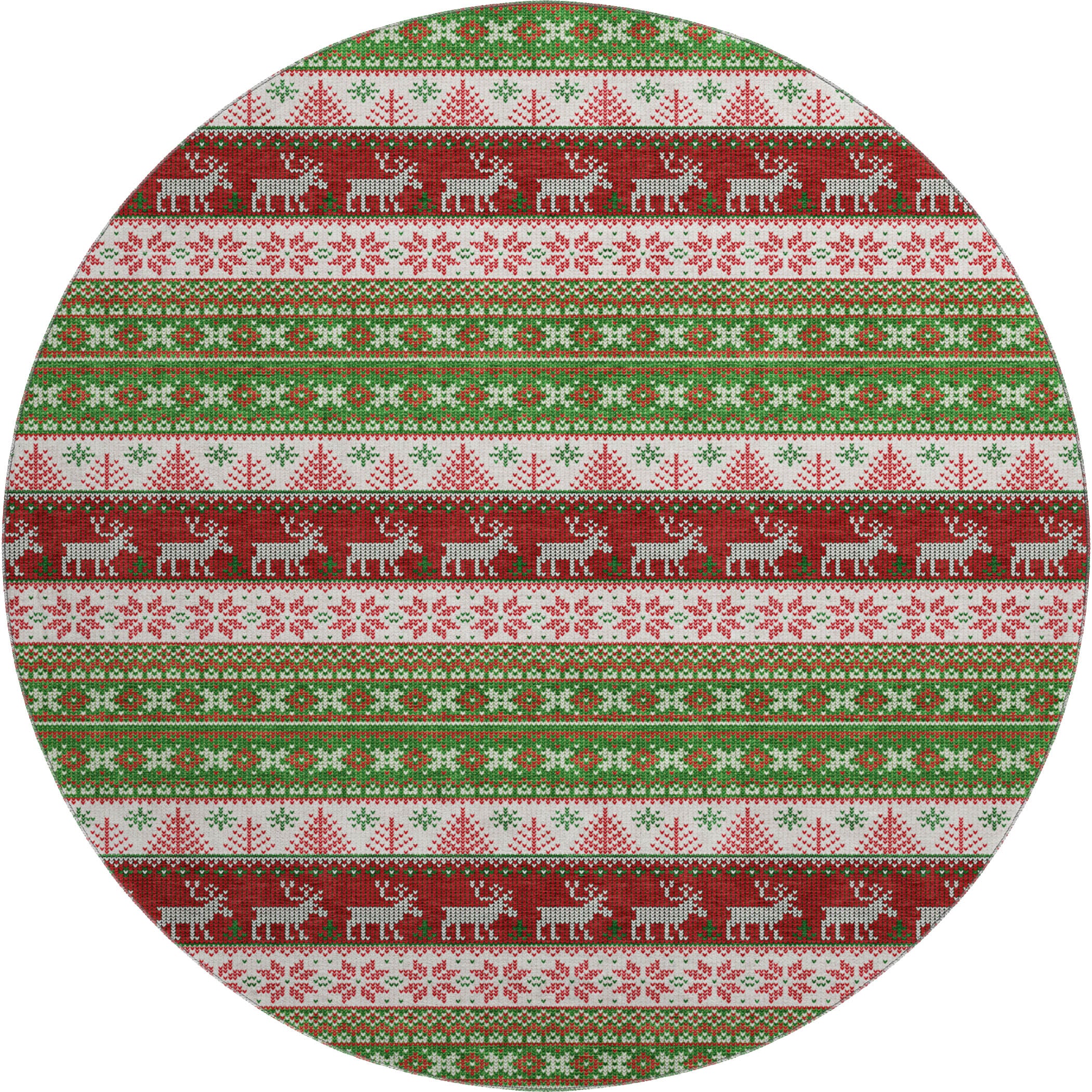 Budapest Machine Washable Transitional Green Rug 8' x 8' #shape_Round