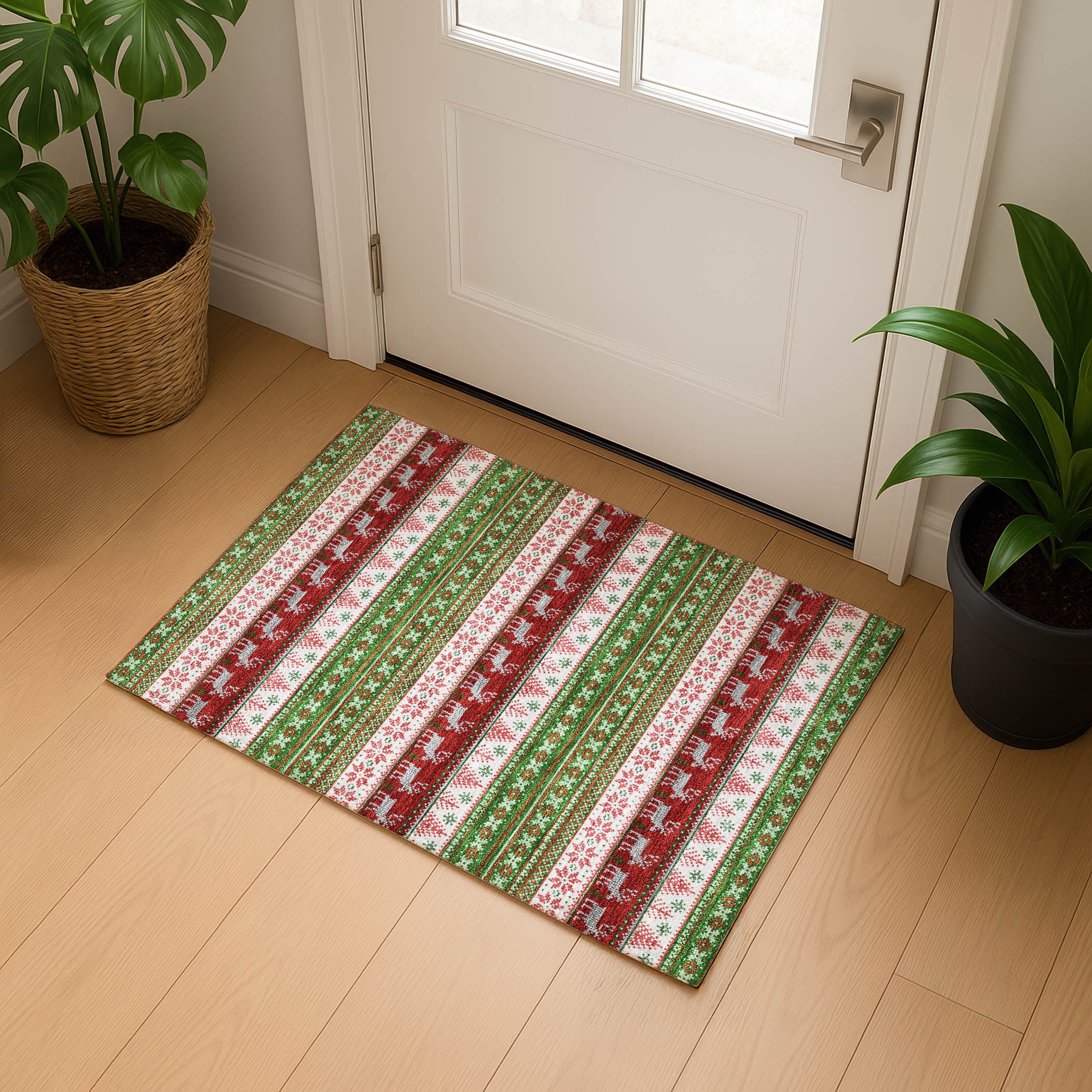 Budapest Machine Washable Transitional Green Rug 1'8" x 2'6" #shape_Rectangle