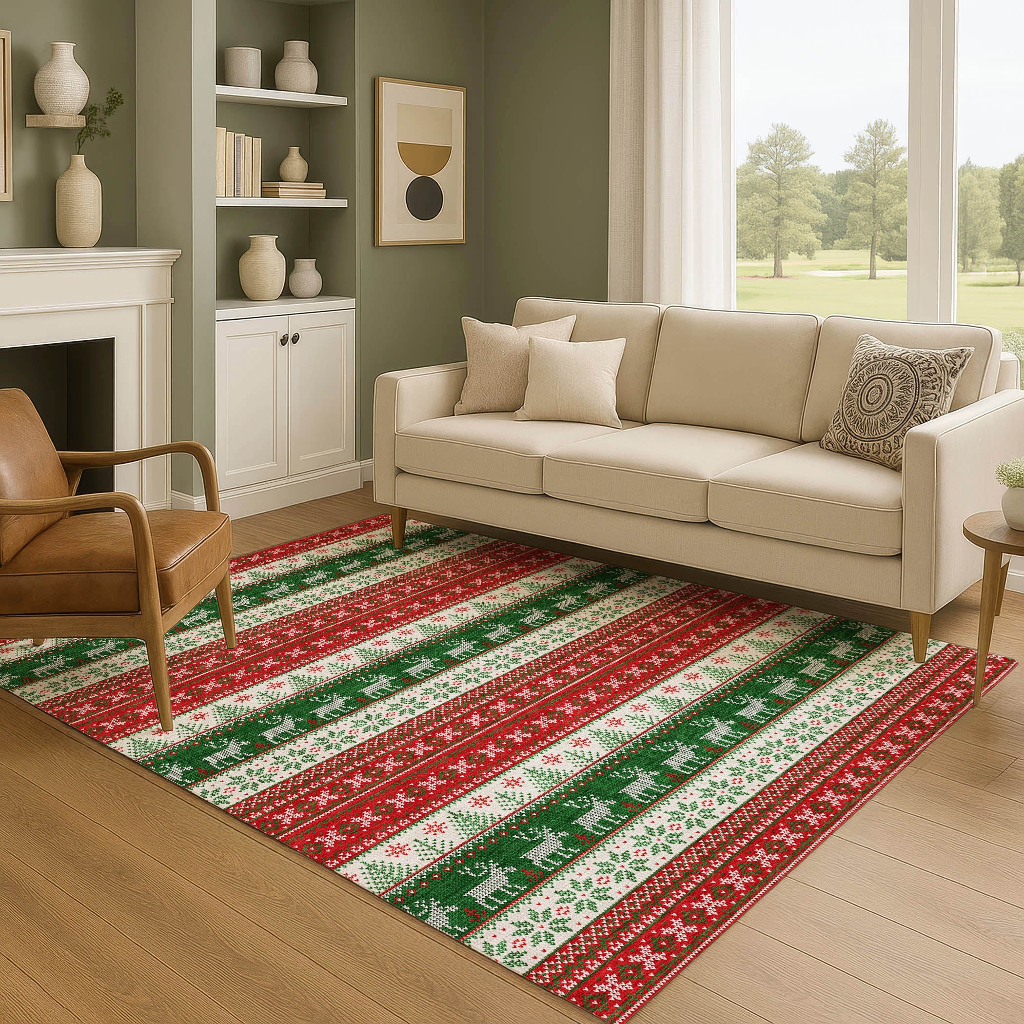 Budapest Machine Washable Transitional Red Rug 2'6" x 3'10" #shape_Rectangle