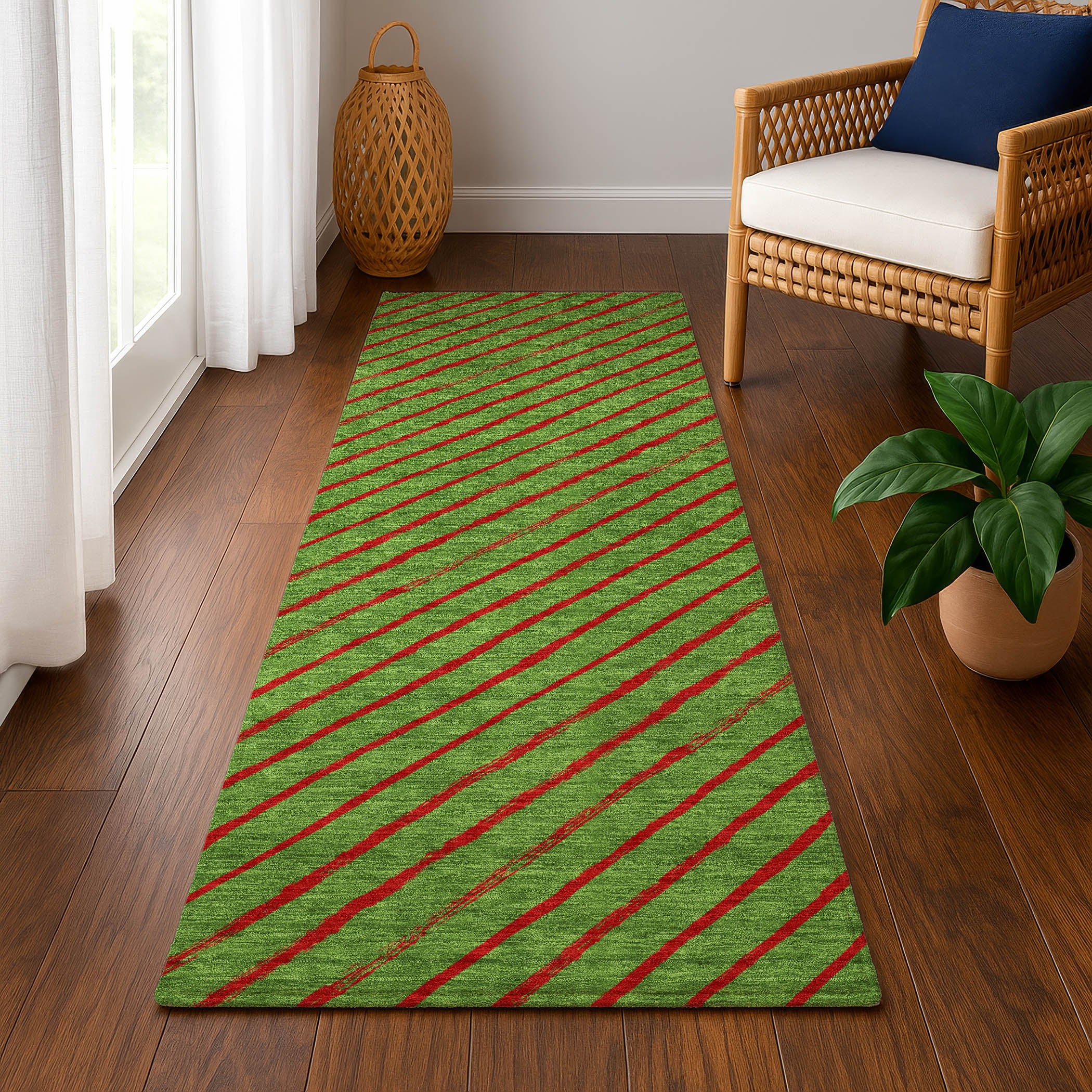 Reykjavik Machine Washable Transitional Fern Green Rug 2'3" x 7'6" #shape_Runner