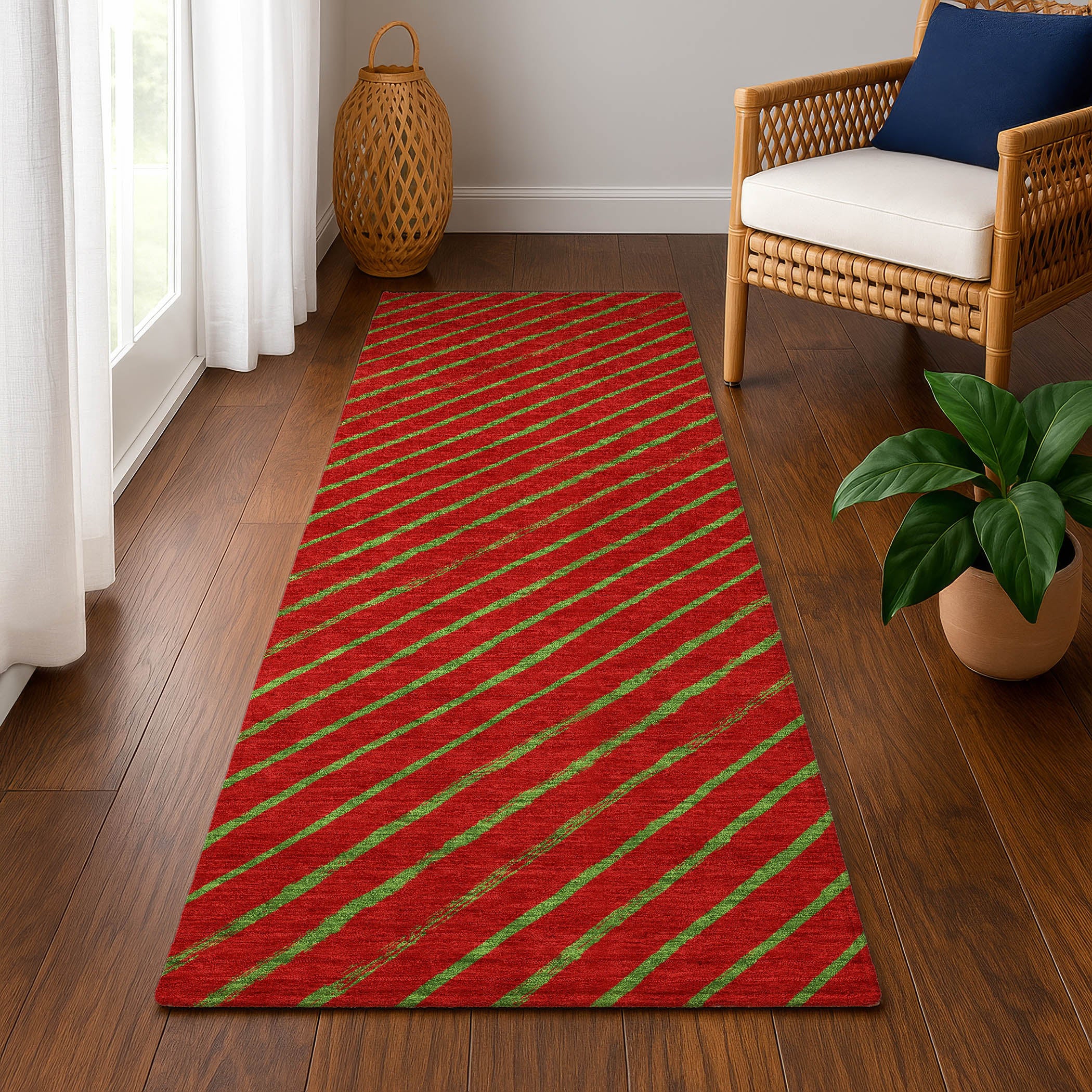 Reykjavik Machine Washable Transitional Merlot Red Rug 2'3" x 7'6" #shape_Runner