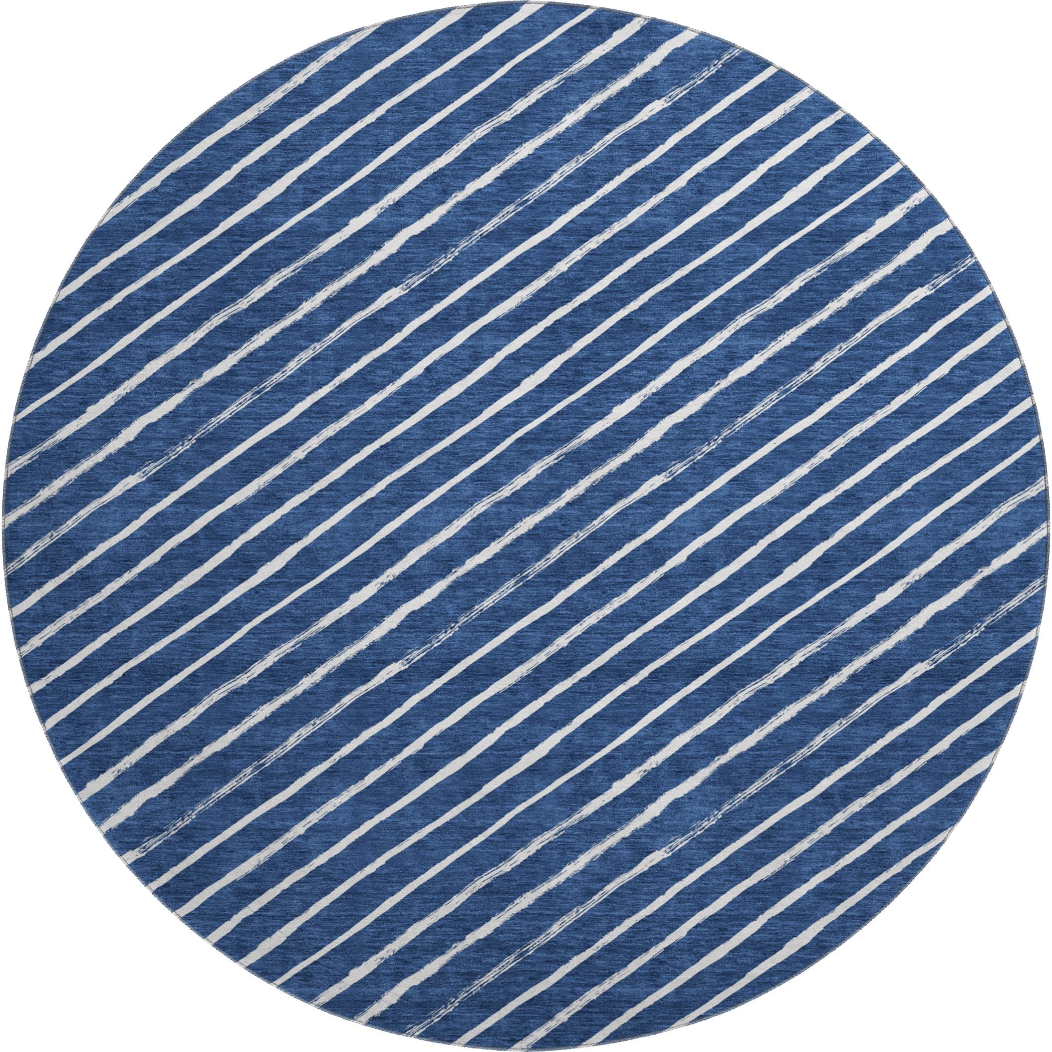 Reykjavik Machine Washable Transitional Navy Blue Rug 8' x 8' #shape_Round