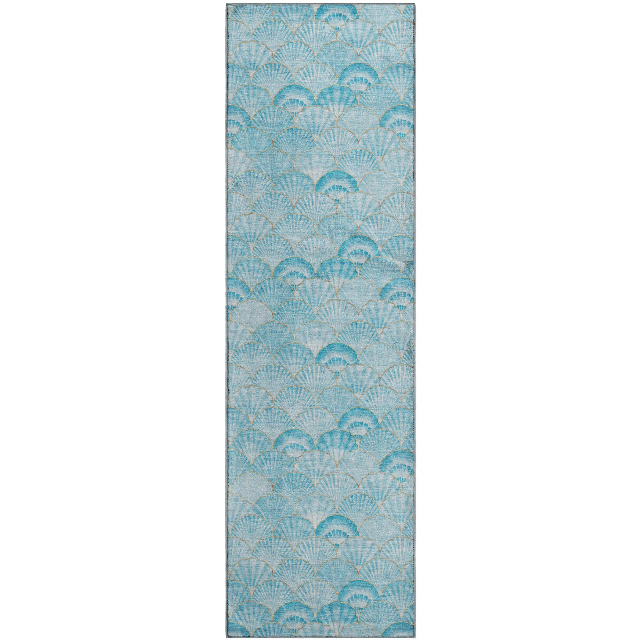 Bruges Machine Washable Coastal Aqua Teal Rug 2'3" x 7'6" #shape_Runner