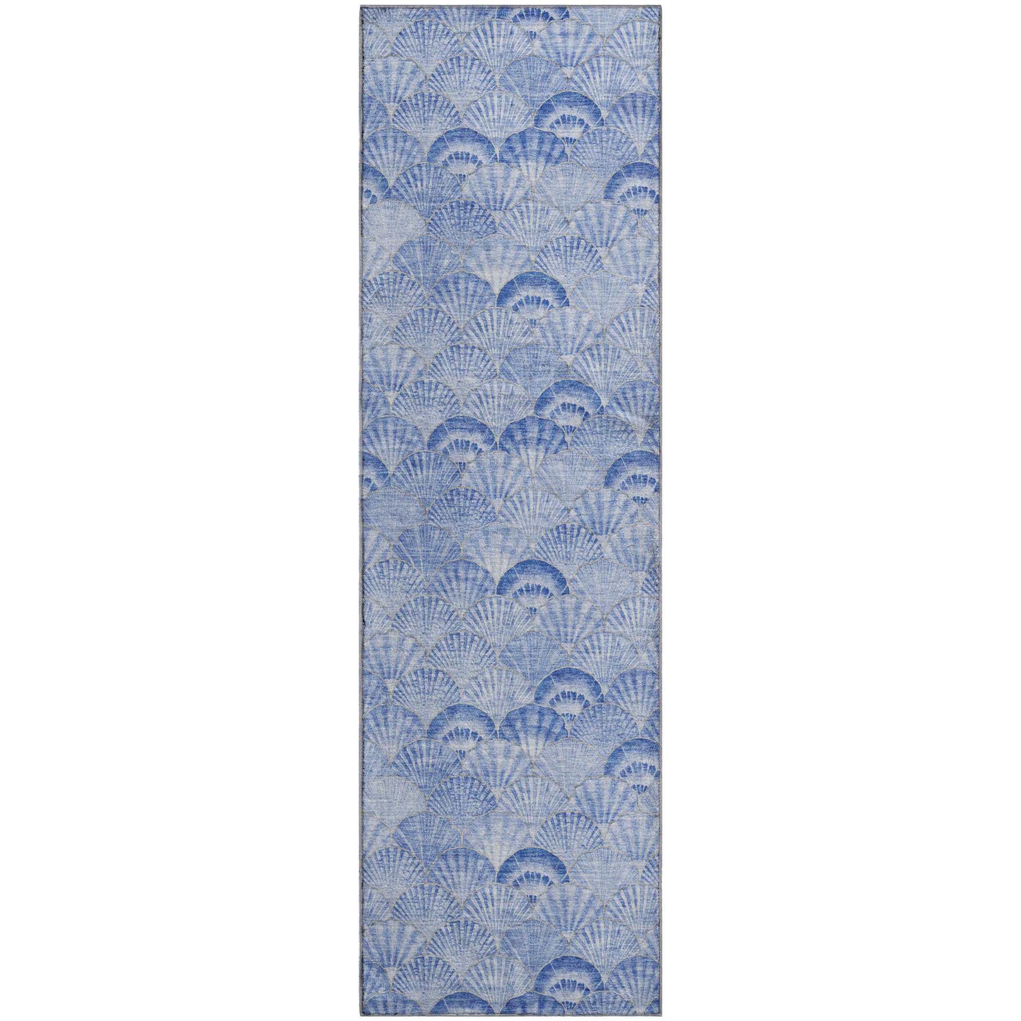 Bruges Machine Washable Coastal Blue Rug 2'3" x 7'6" #shape_Runner