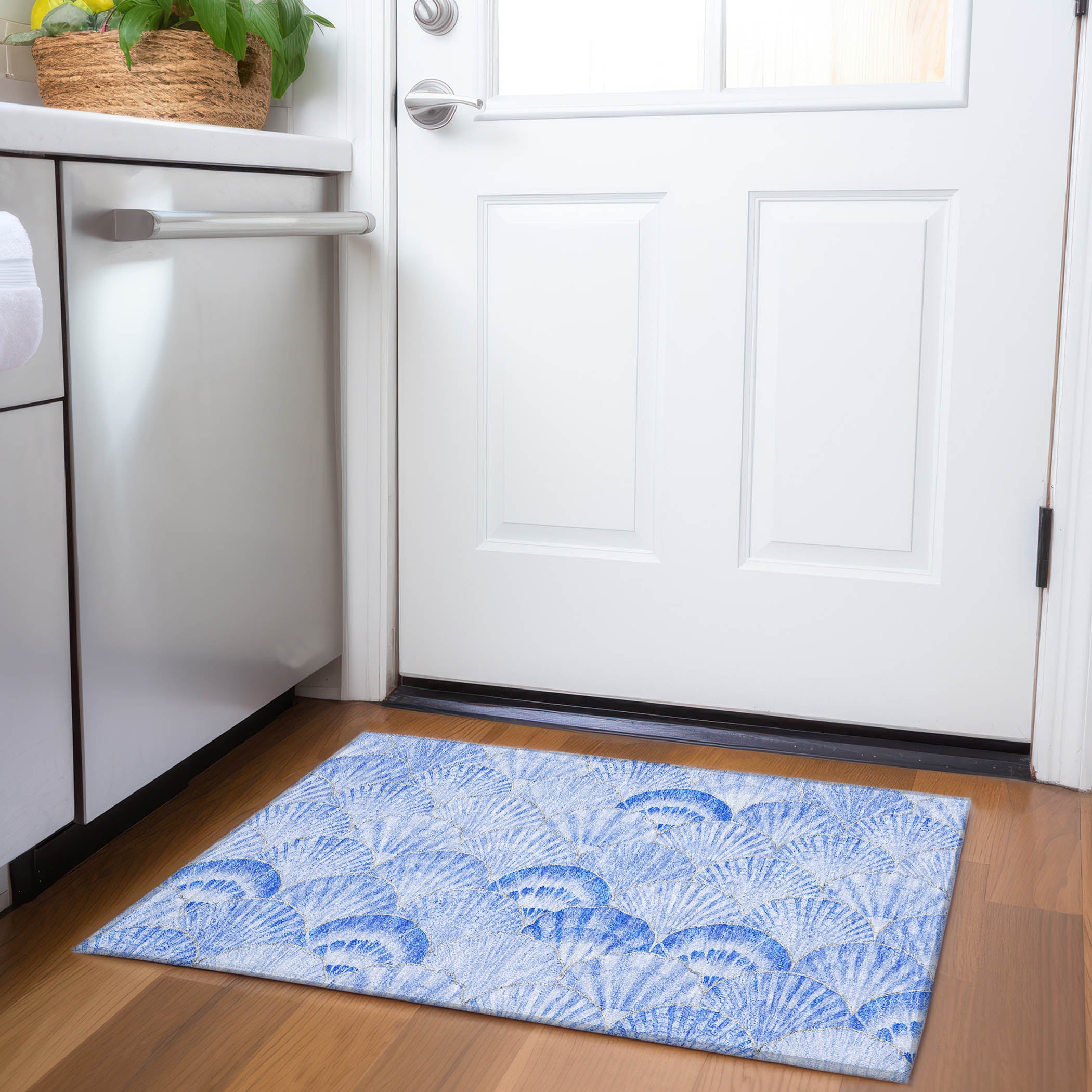 Bruges Machine Washable Coastal Blue Rug 1'8" x 2'6" #shape_Rectangle