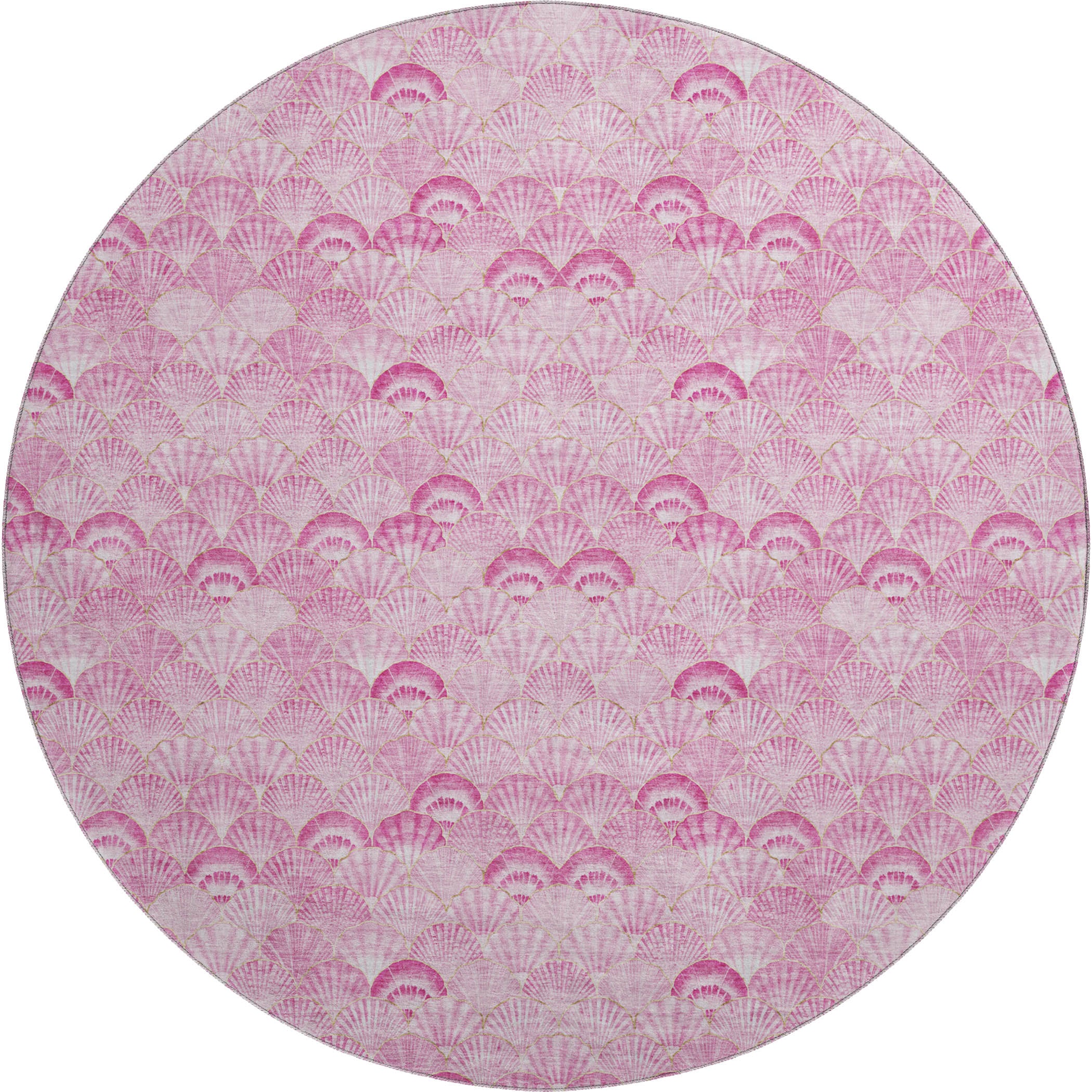 Bruges Machine Washable Coastal Pink Rug 8' x 8' #shape_Round
