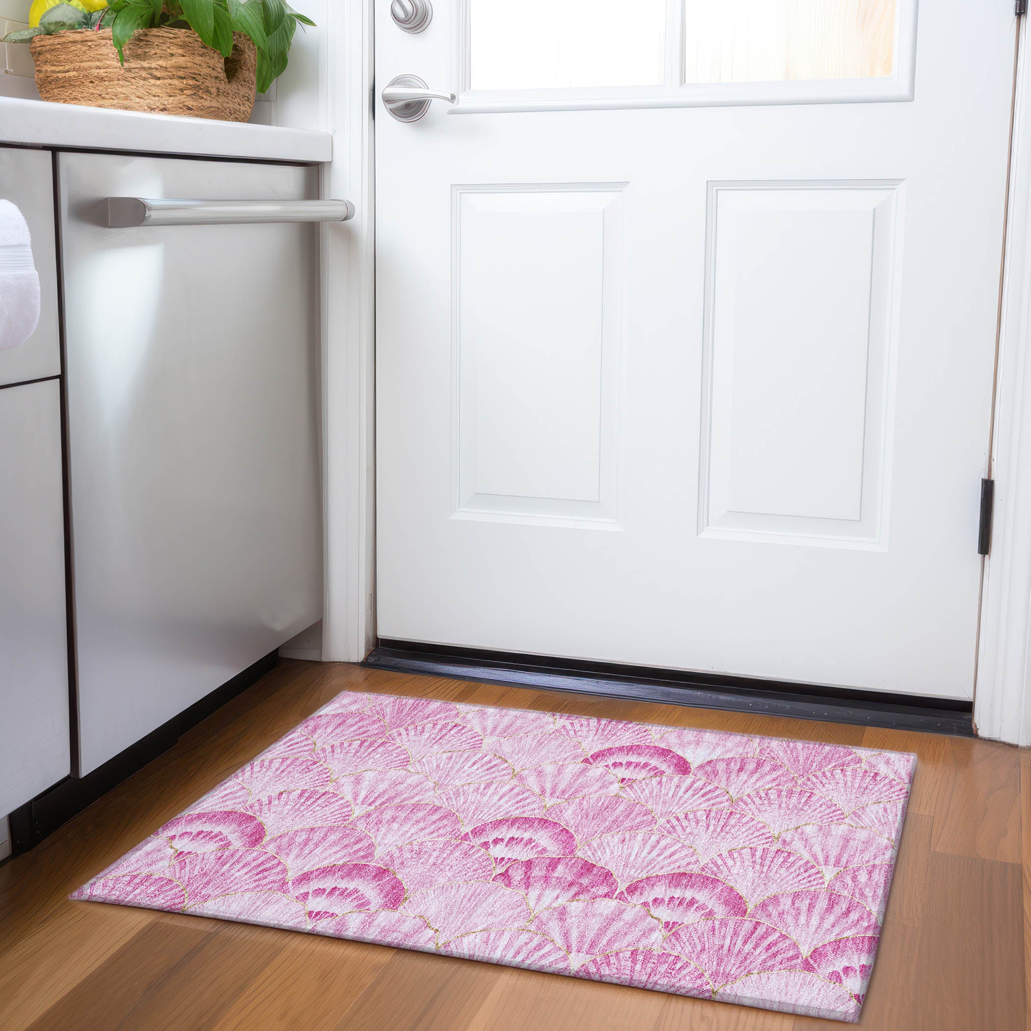 Bruges Machine Washable Coastal Pink Rug 1'8" x 2'6" #shape_Rectangle