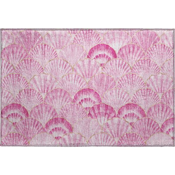 Bruges Machine Washable Coastal Pink Rug 1'8" x 2'6"