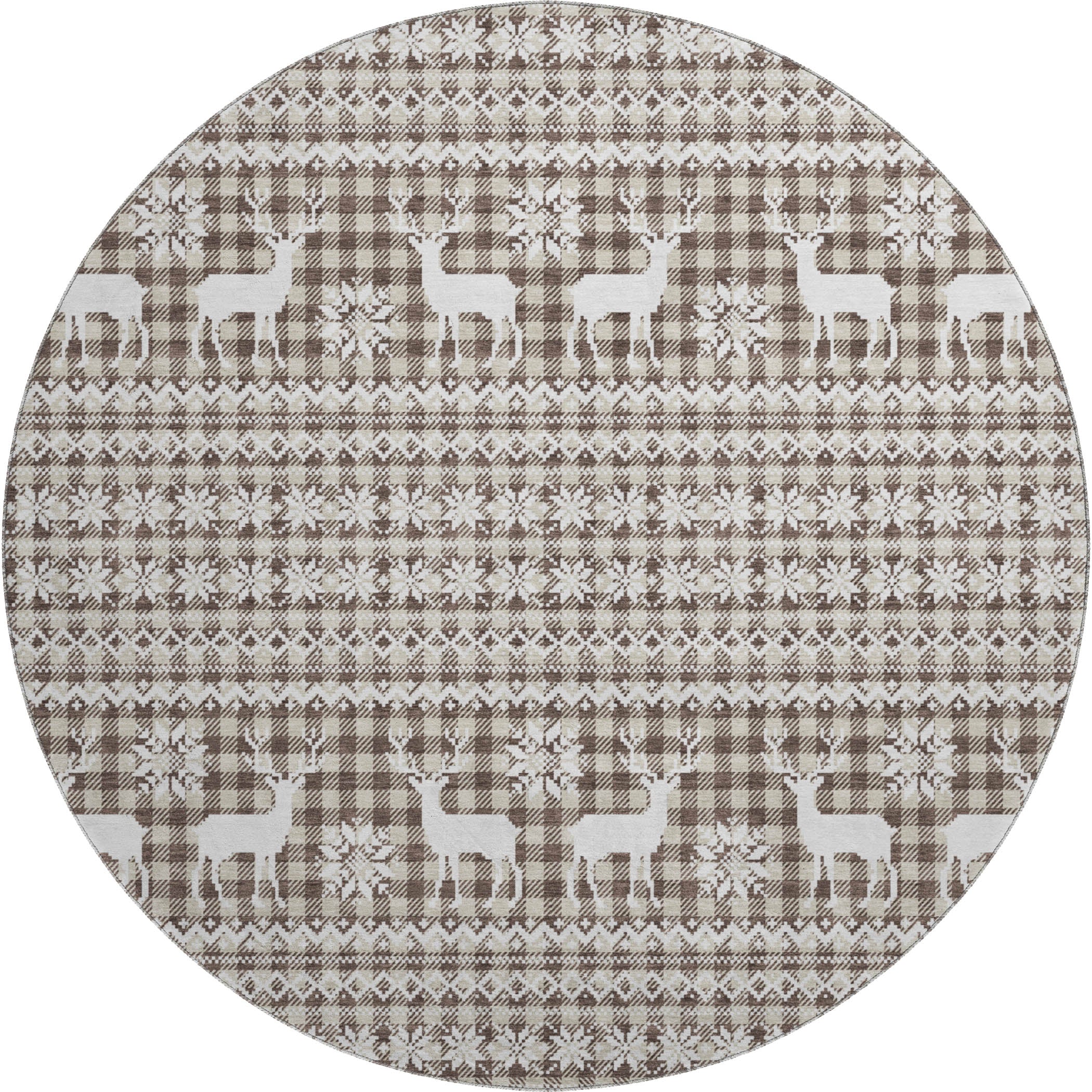 Baku Machine Washable Transitional Brown Rug 8' x 8' #shape_Round